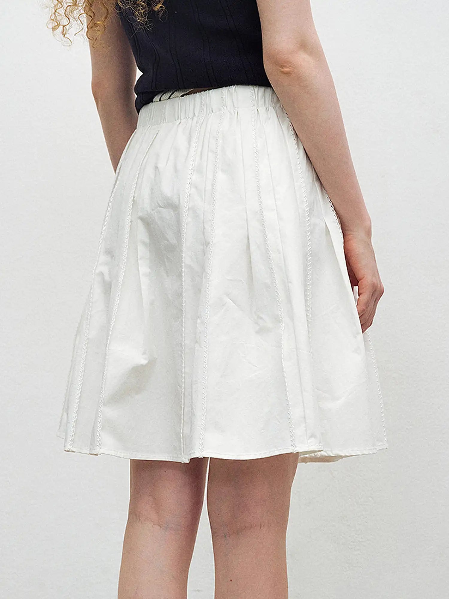 CantonCollective Design Pintuck Cotton High-Waist Midi Skirt | Canton Collective