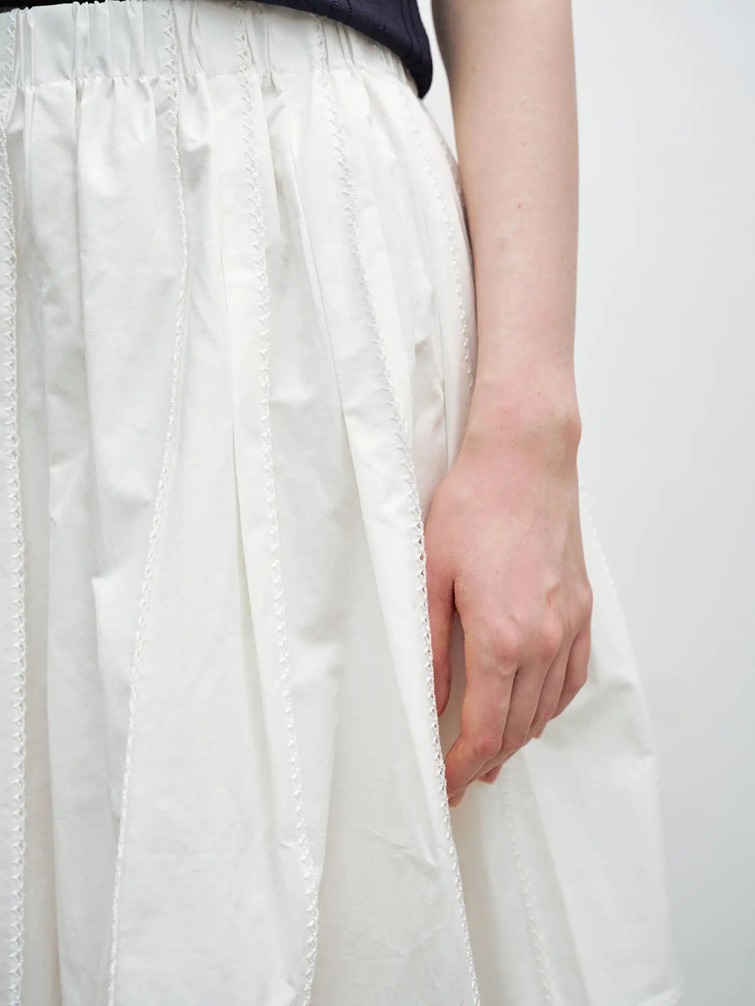 CantonCollective Design Pintuck Cotton High-Waist Midi Skirt | Canton Collective