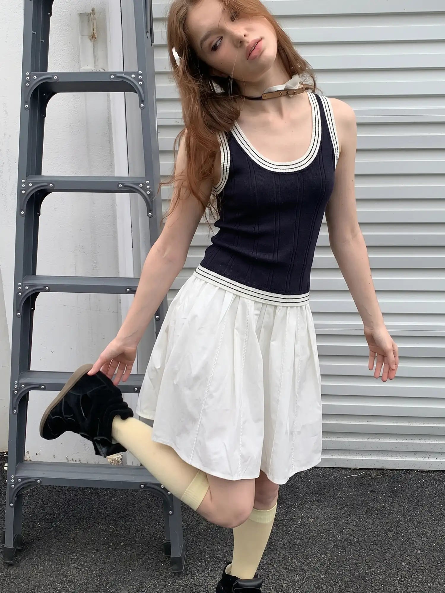CantonCollective Design Pintuck Cotton High-Waist Midi Skirt | Canton Collective