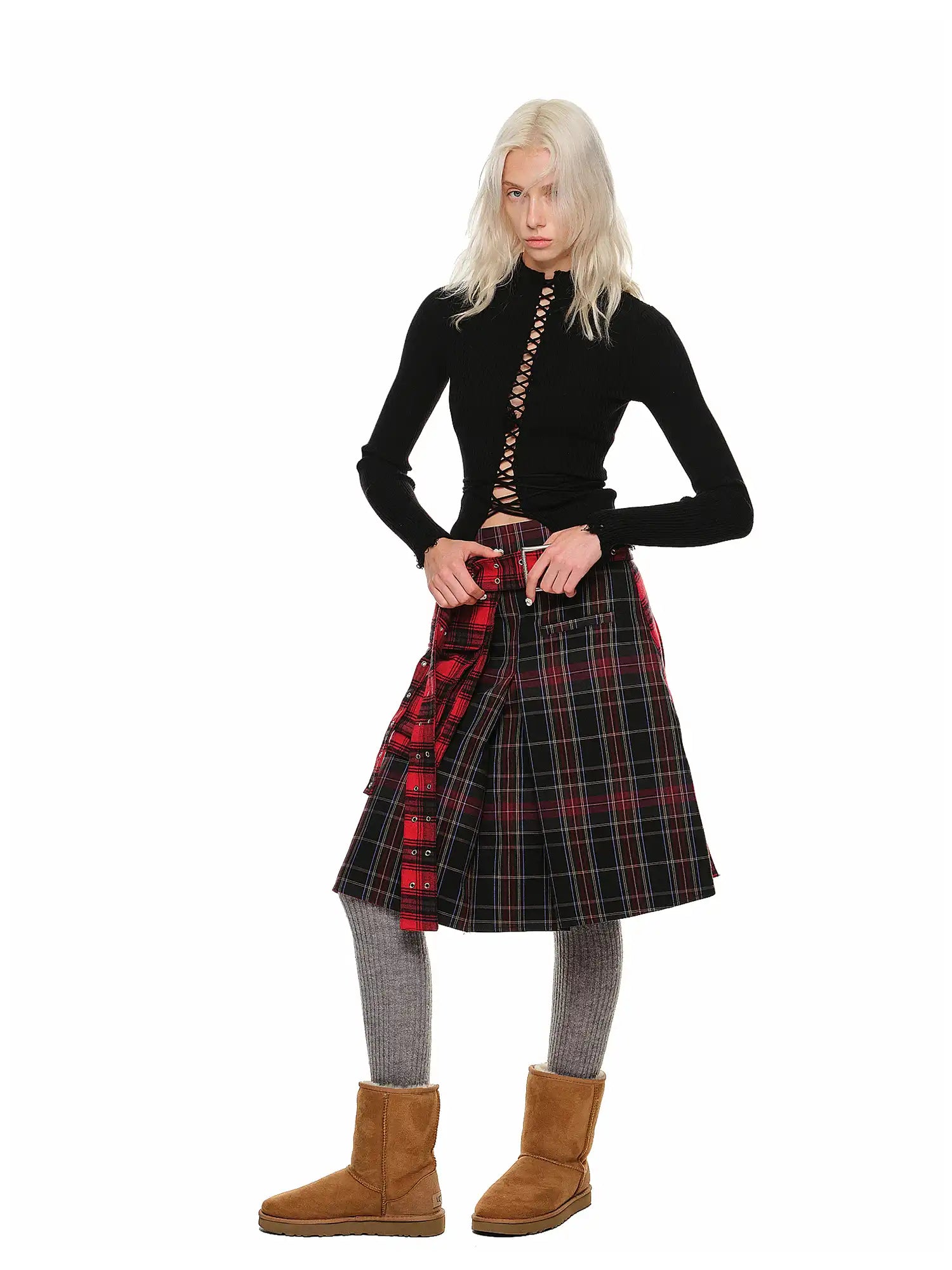 1Jinn Studio Plaid Belt with Oversized Pockets | Canton Collective