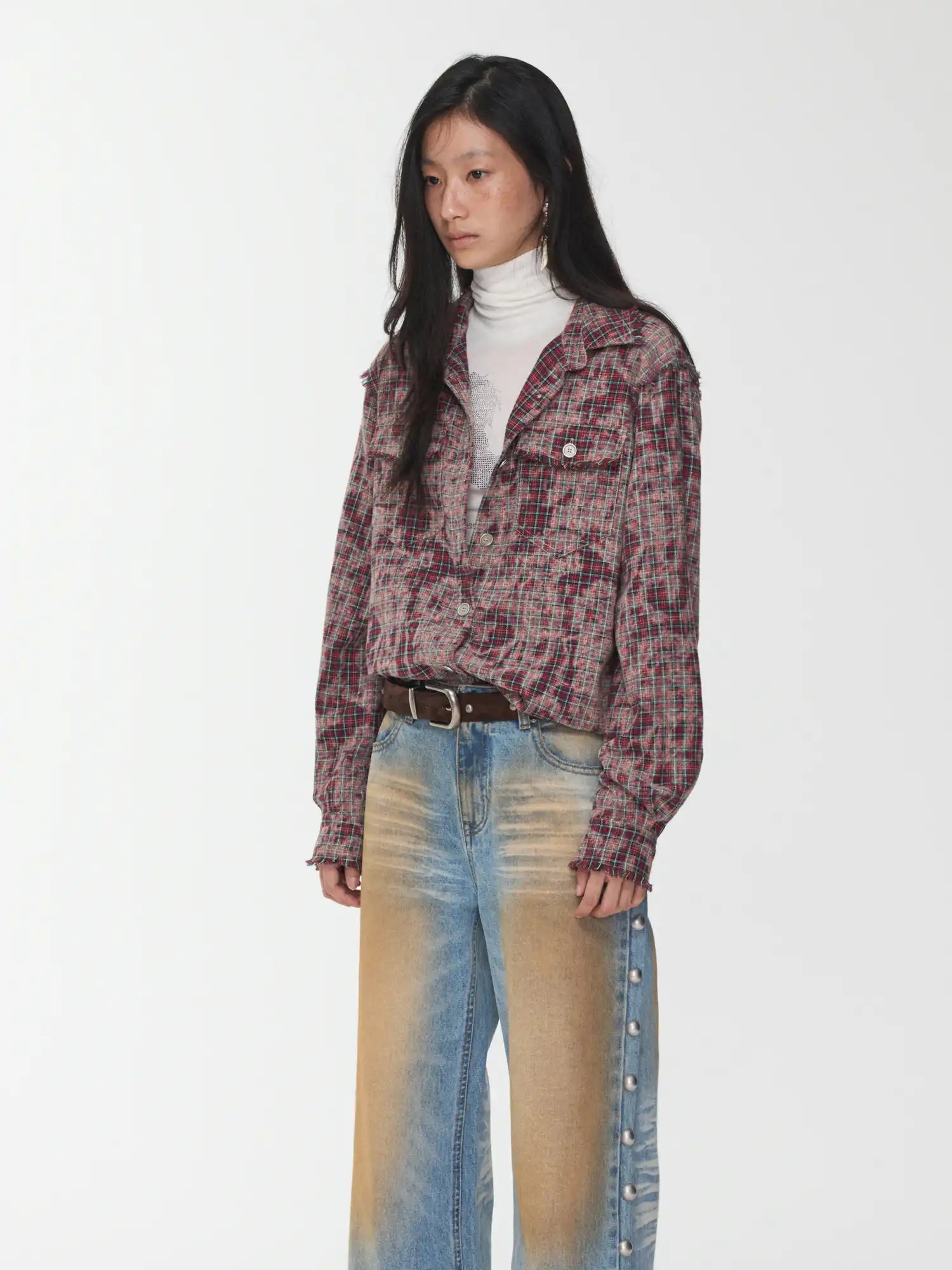 1Jinn Studio Plaid Frayed Slim-Fit Shirt | Canton Collective