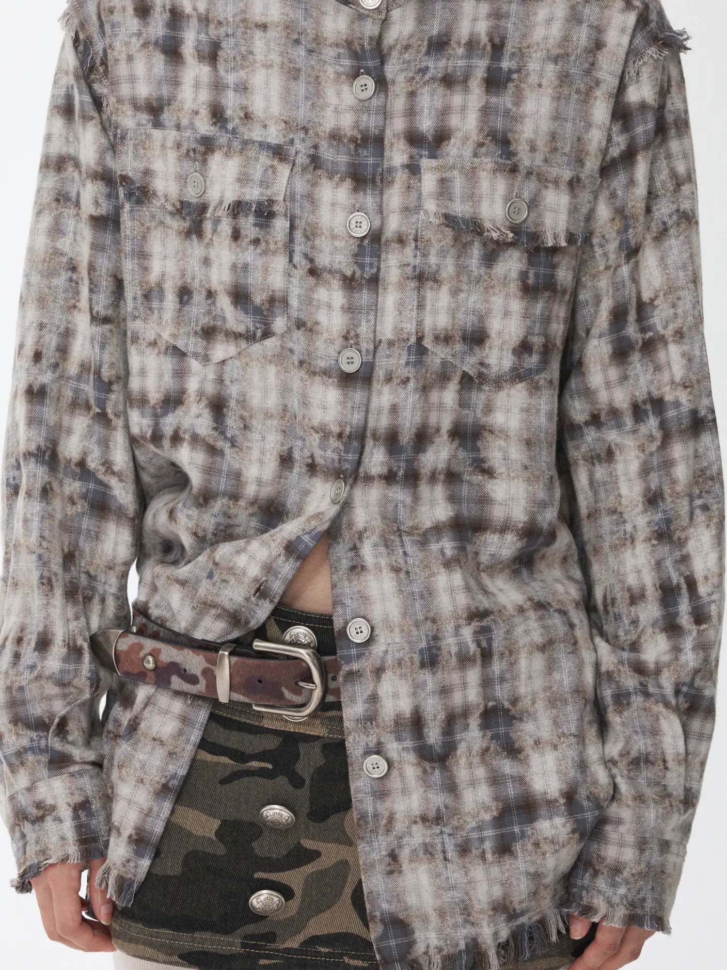 1Jinn Studio Plaid Frayed Slim-Fit Shirt | Canton Collective