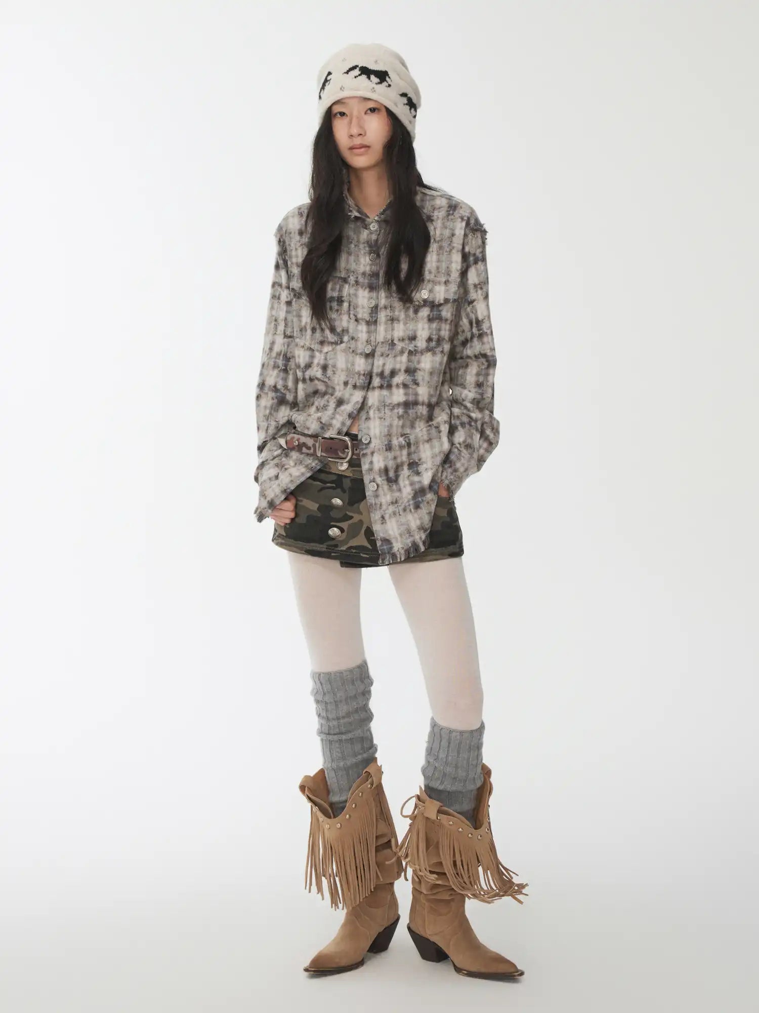 1Jinn Studio Plaid Frayed Slim-Fit Shirt | Canton Collective