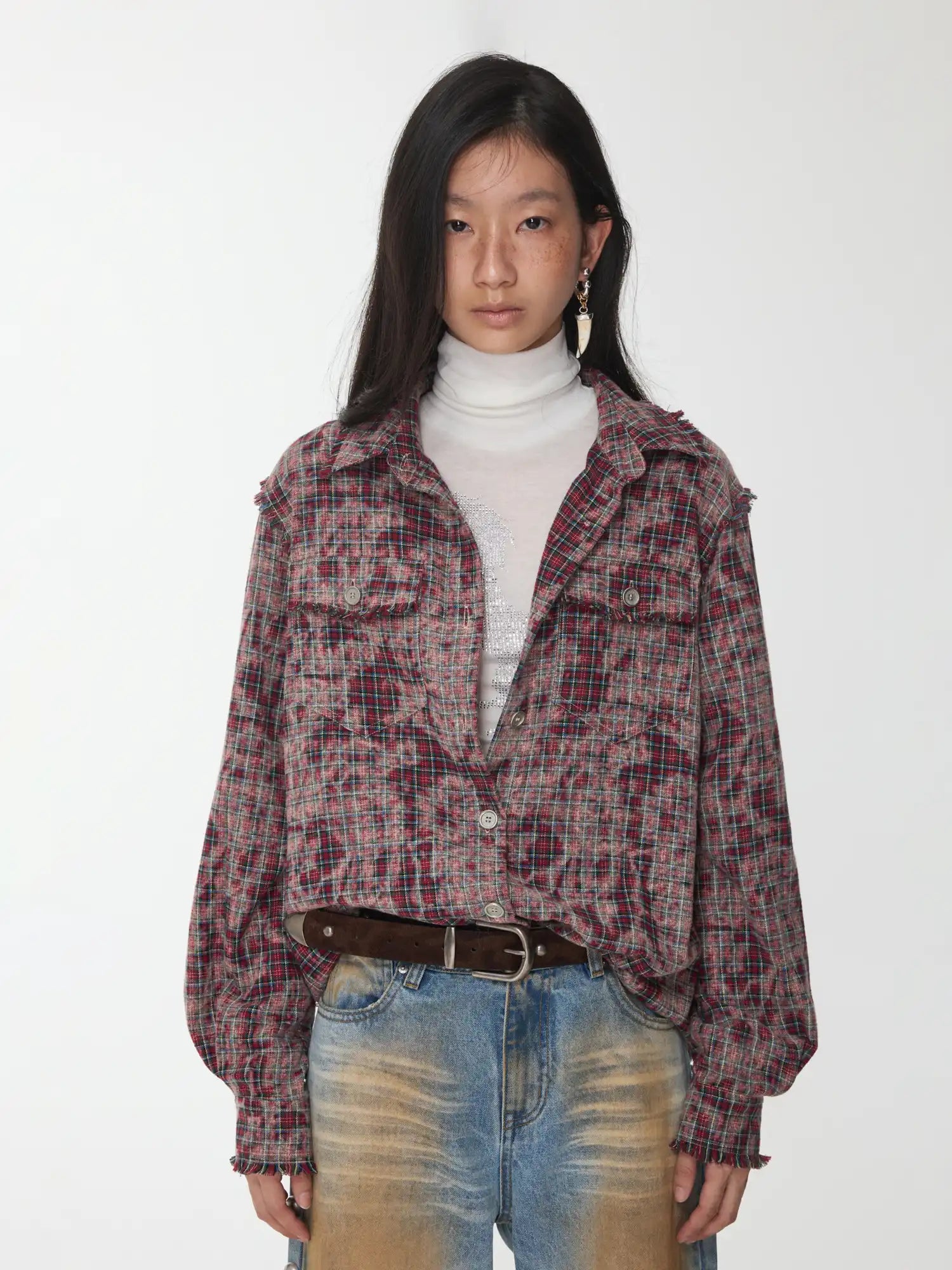 1Jinn Studio Plaid Frayed Slim-Fit Shirt | Canton Collective