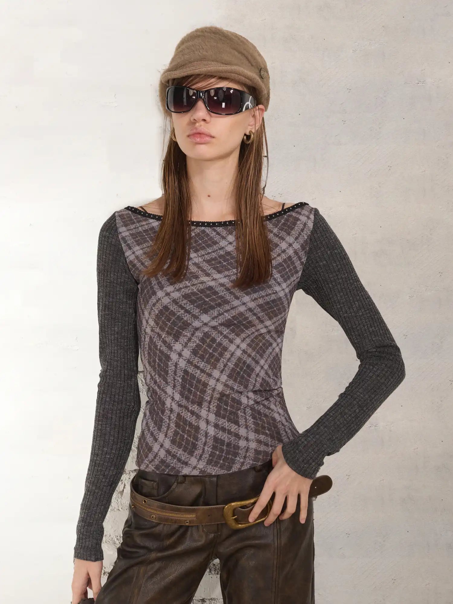 2th Desire Plaid & Portrait Patchwork Top | Canton Collective