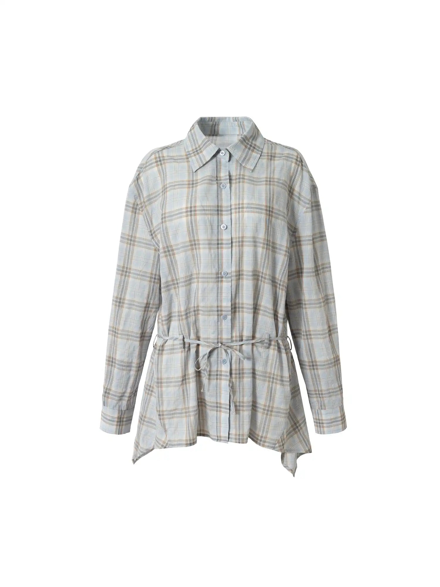 Muse Naps Plaid Tie Waist Long sleeves Shirt | Canton Collective
