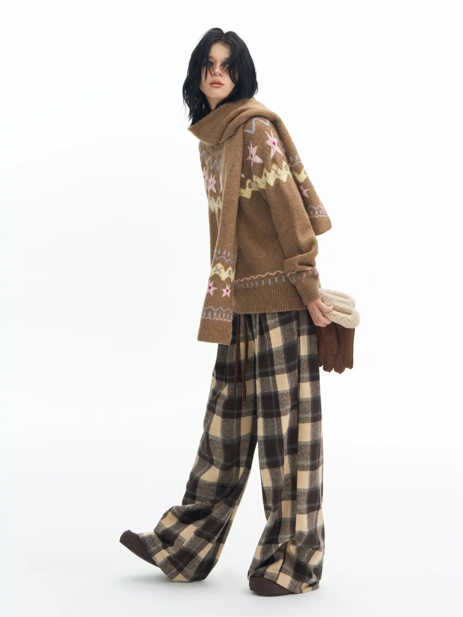 Deleteex Plaid Wool Texture Pants | Canton Collective