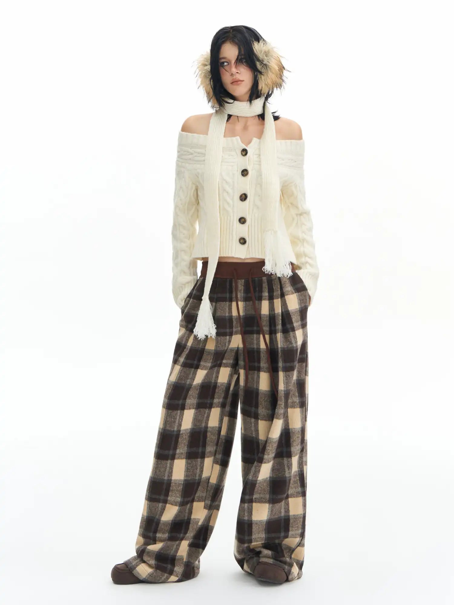 Deleteex Plaid Wool Texture Pants | Canton Collective