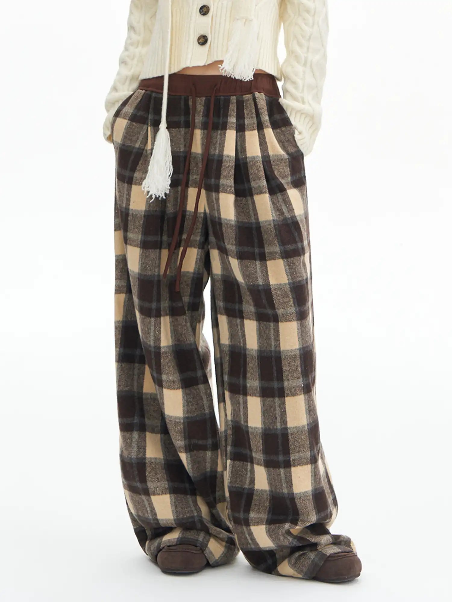 Deleteex Plaid Wool Texture Pants | Canton Collective