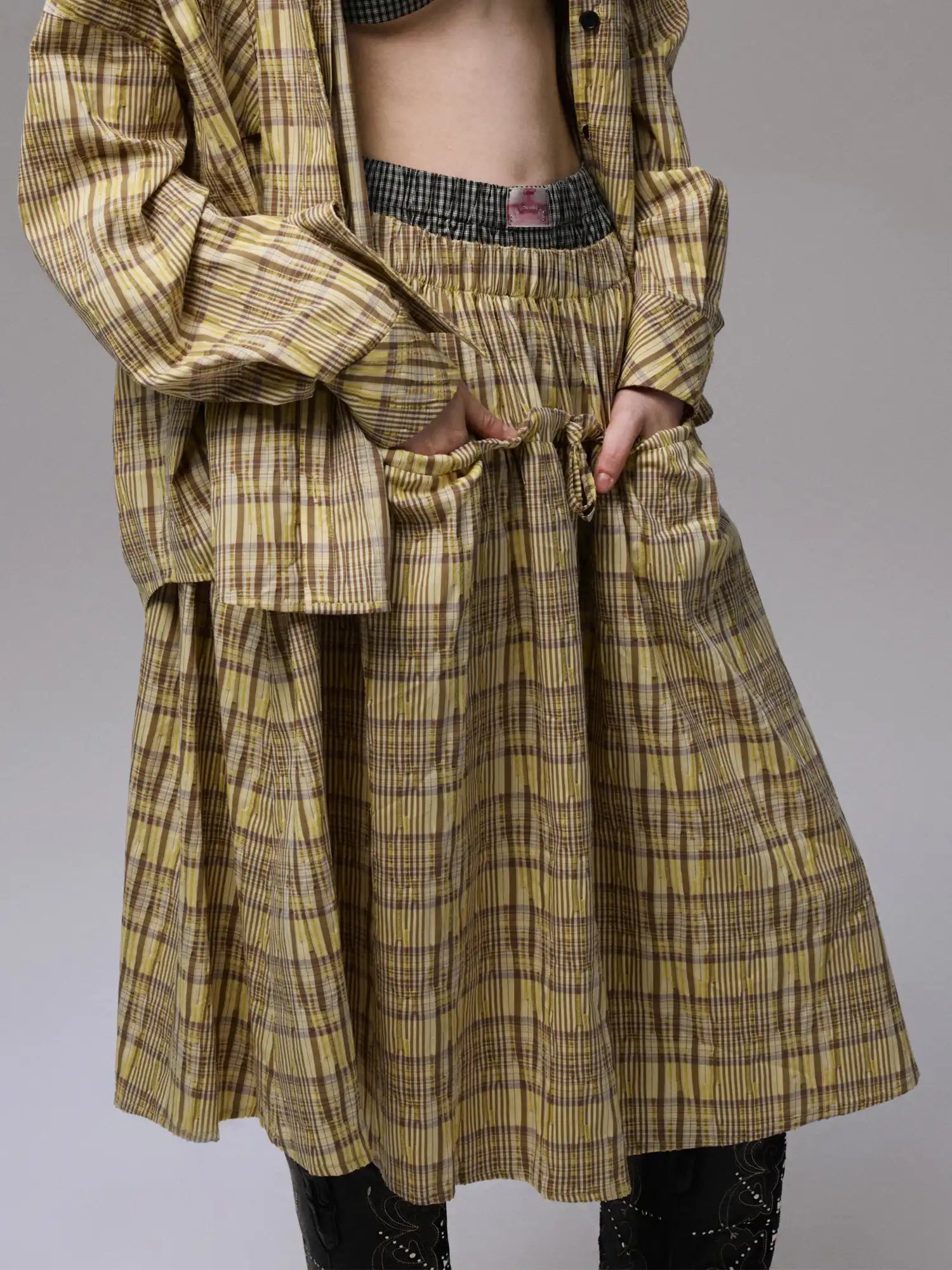 1Jinn Studio Pleated Check Skirt | Canton Collective