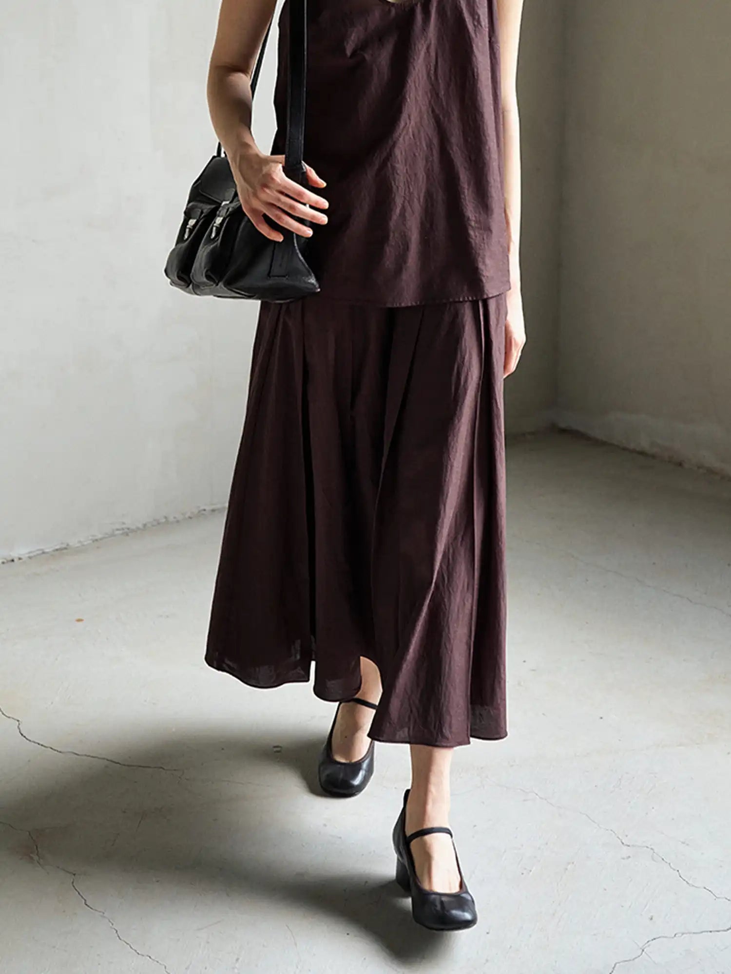CantonCollective Design Pleated Panel Linen-Blend Midi Skirt | Canton Collective