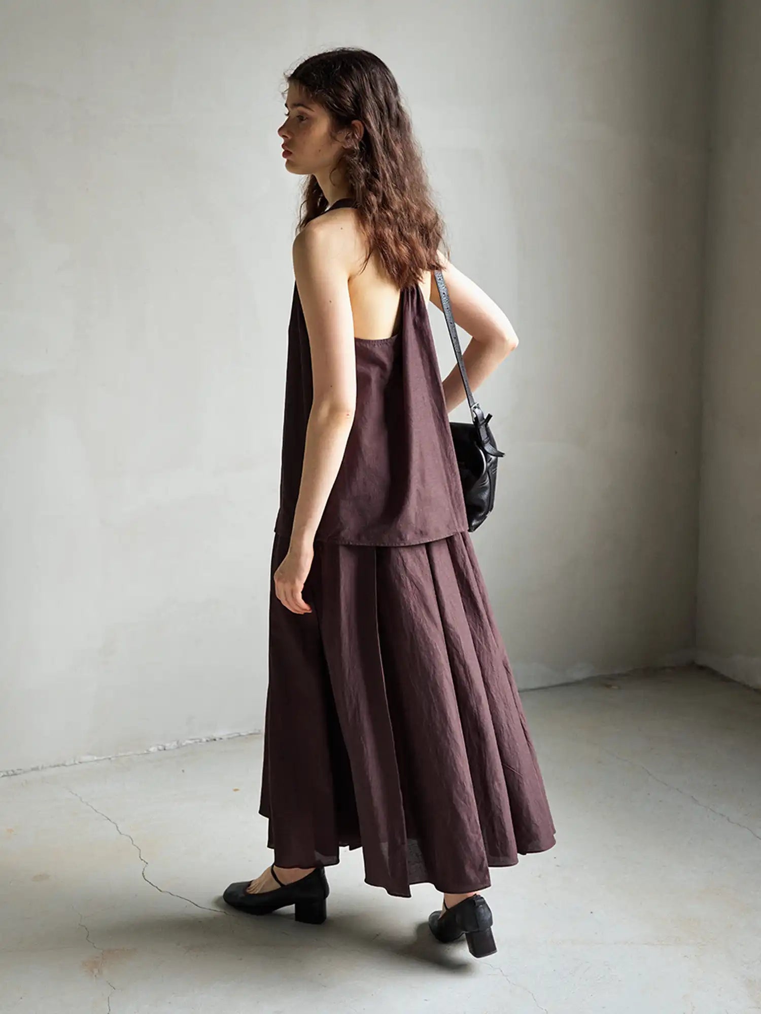 CantonCollective Design Pleated Panel Linen-Blend Midi Skirt | Canton Collective
