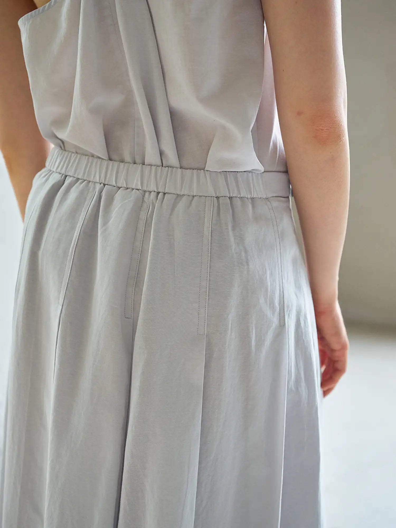 CantonCollective Design Pleated Panel Linen-Blend Midi Skirt | Canton Collective