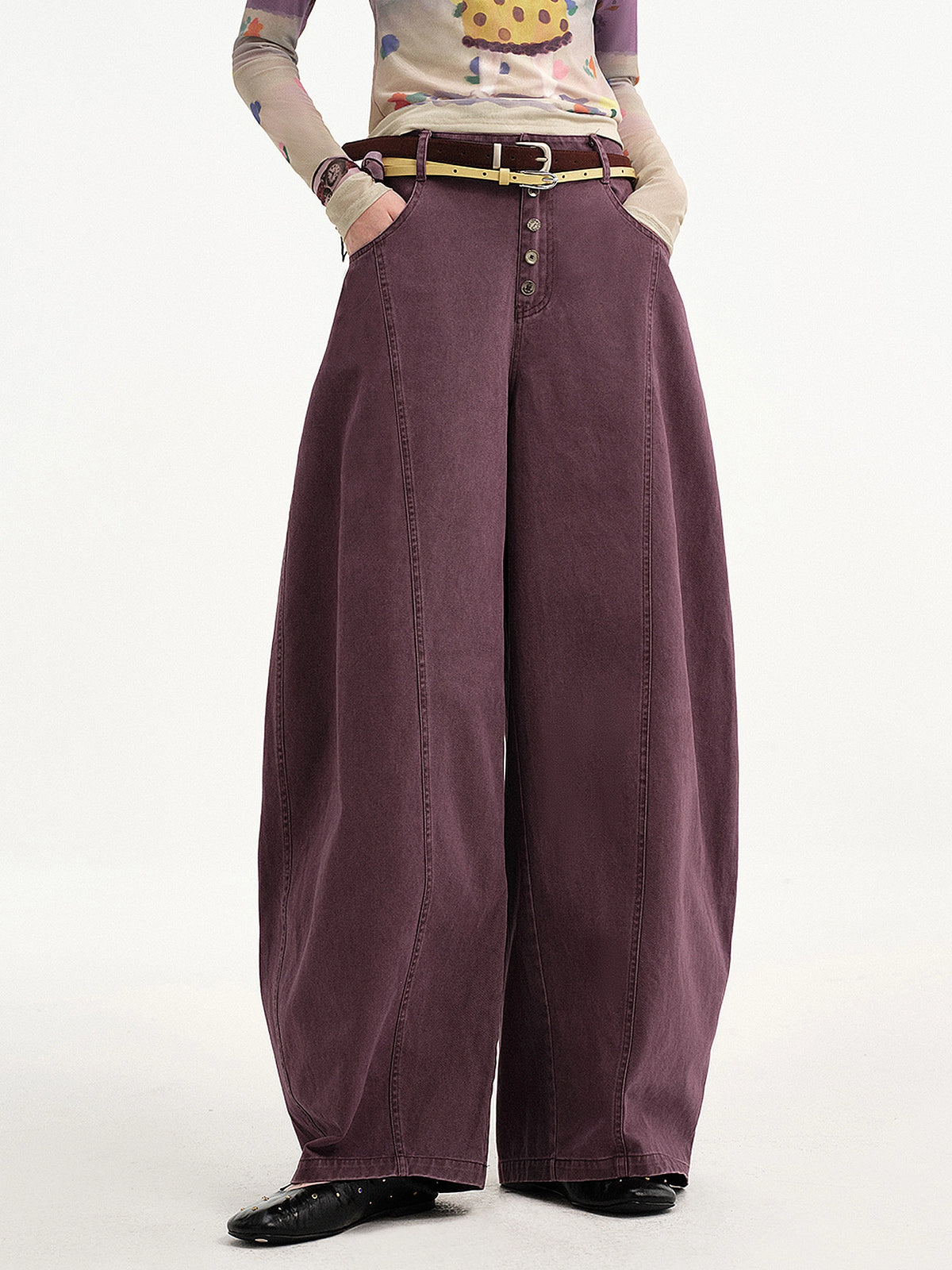 Outtheblue Plum Barrel-Leg Denim Trouser | Canton Collective