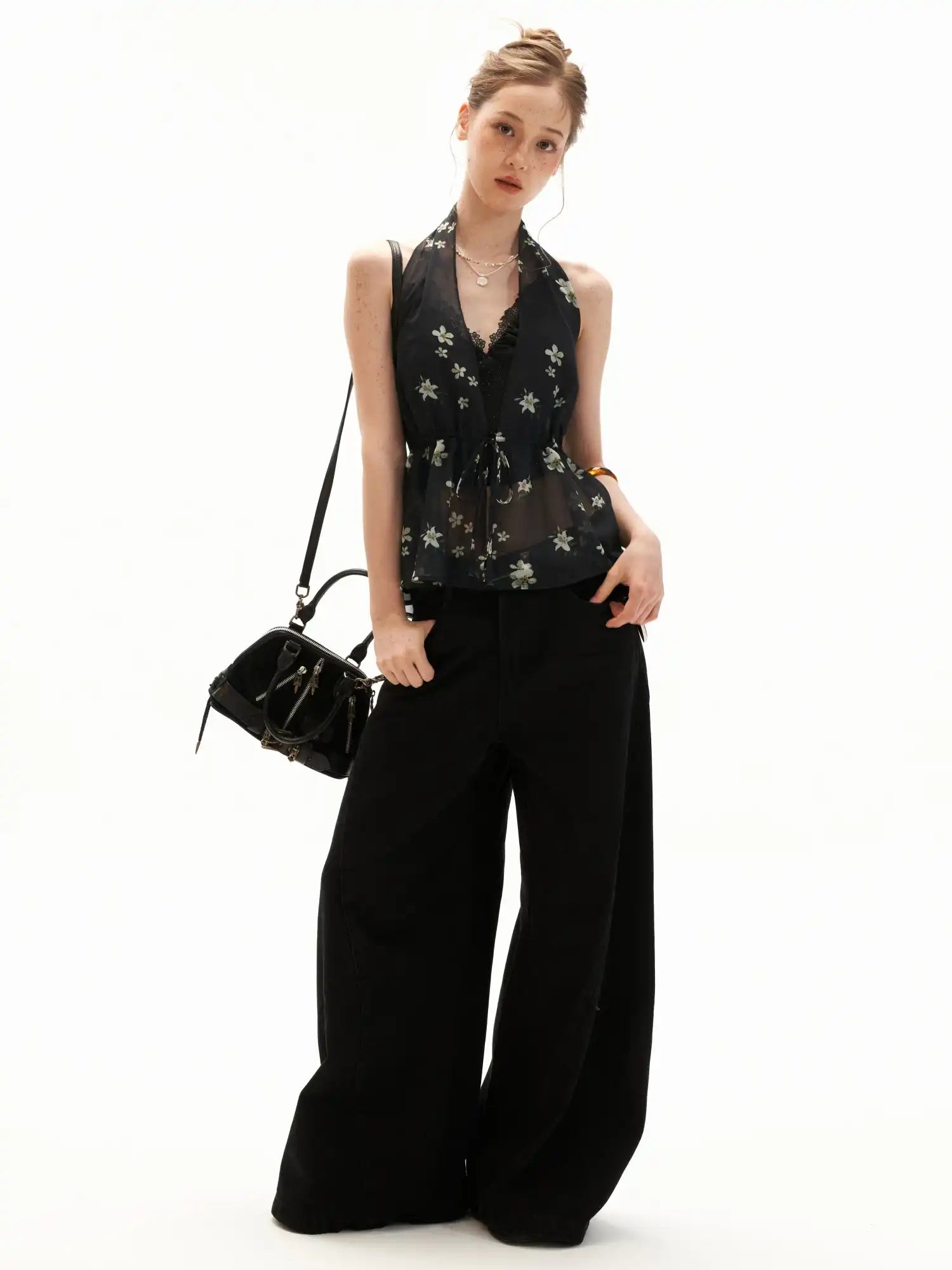 MAMC Plunging V-Neck Chiffon Halter Top | Canton Collective