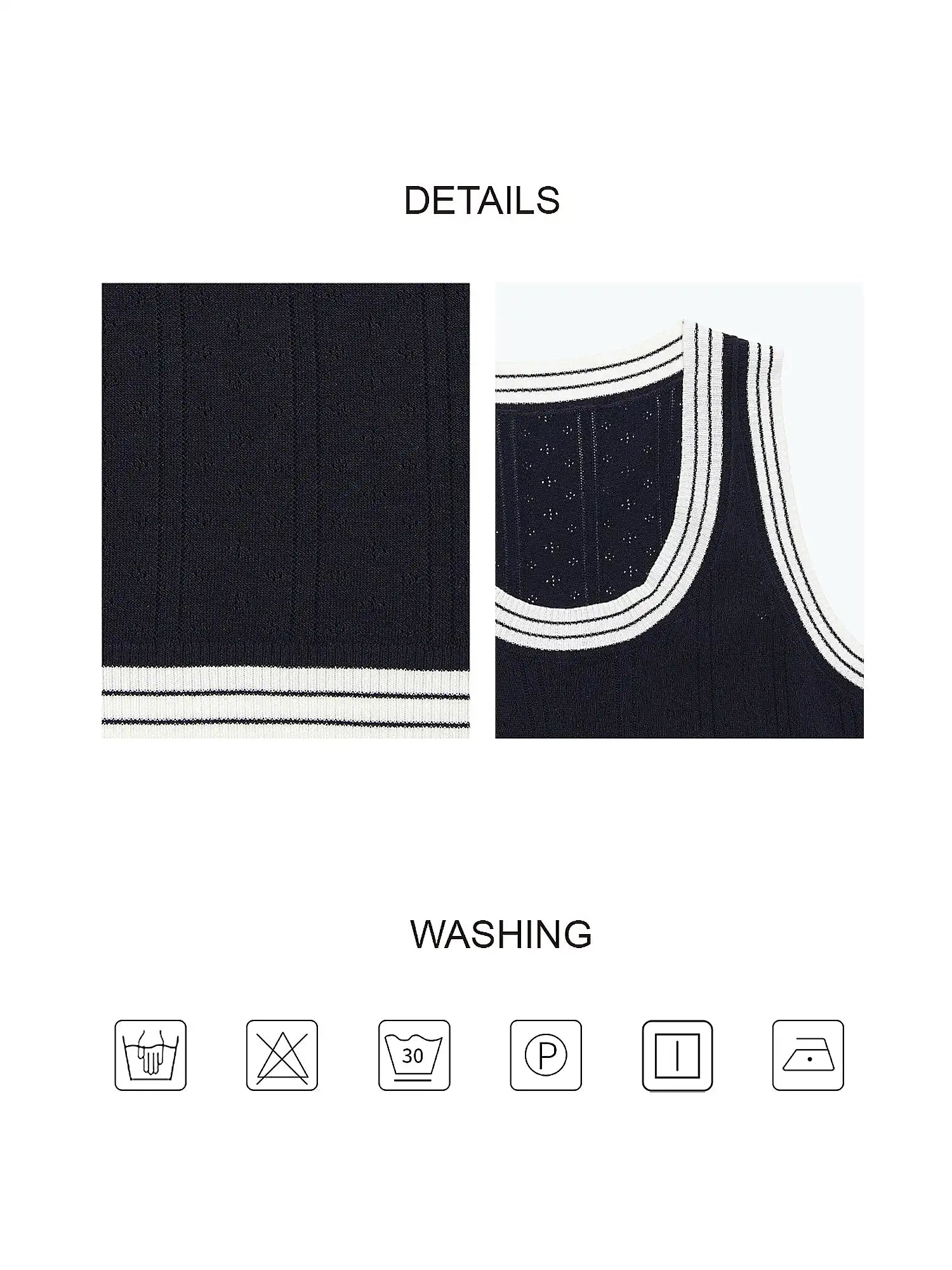 CantonCollective Design Pointelle Knit Top with Contrast Trim Sleeveless | Canton Collective