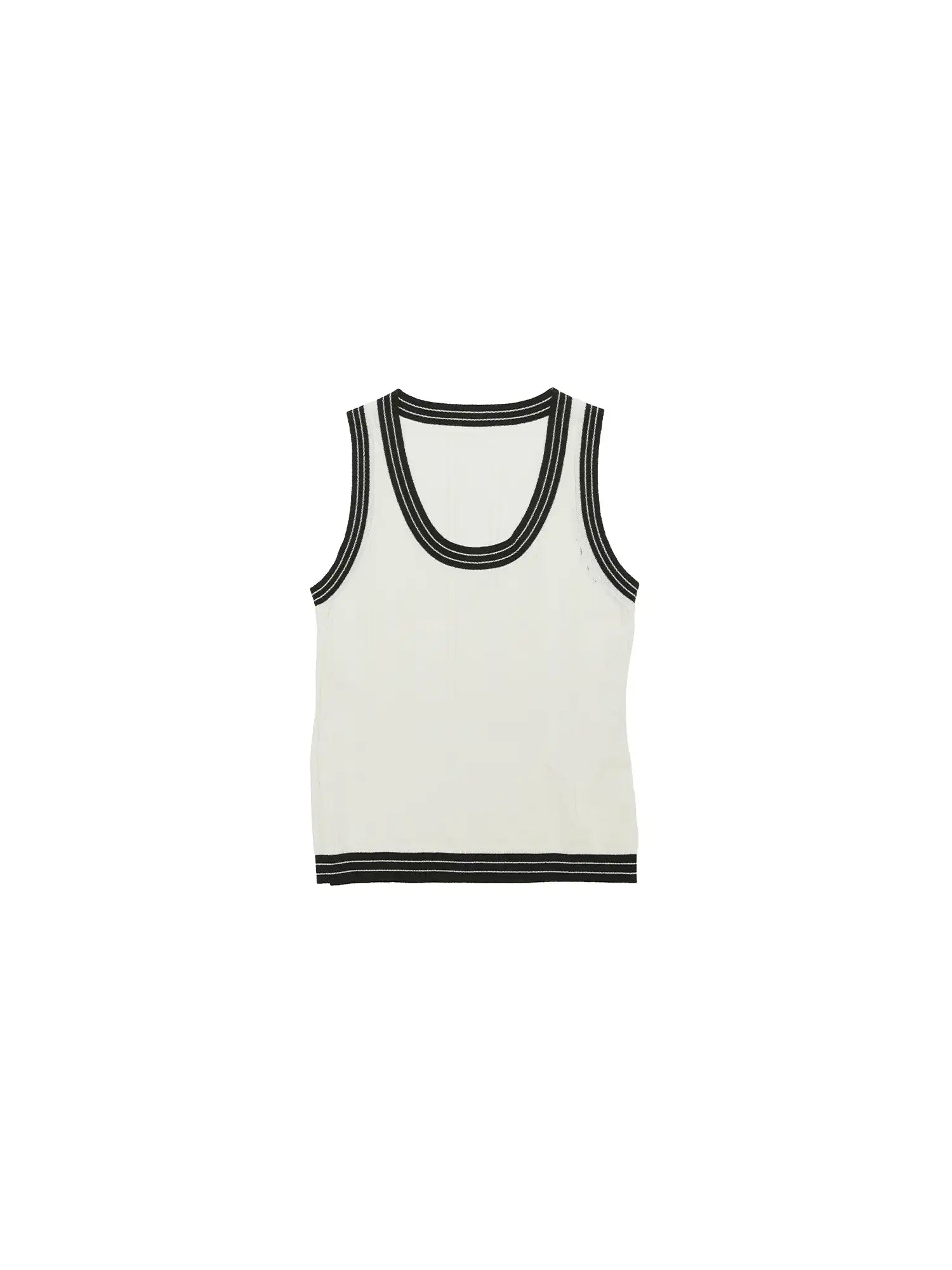 CantonCollective Design Pointelle Knit Top with Contrast Trim Sleeveless | Canton Collective