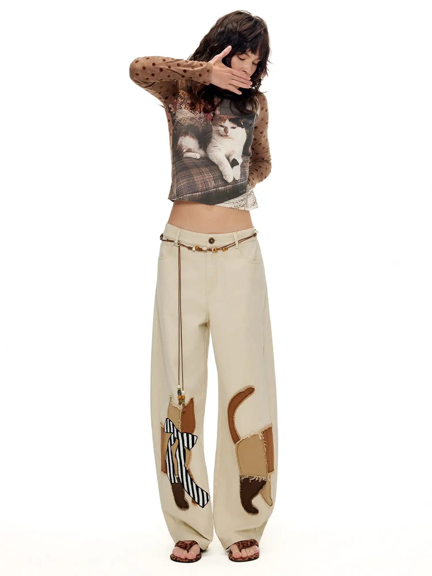 Outtheblue Polka Dot Cat Long Sleeve Knit Top | Canton Collective