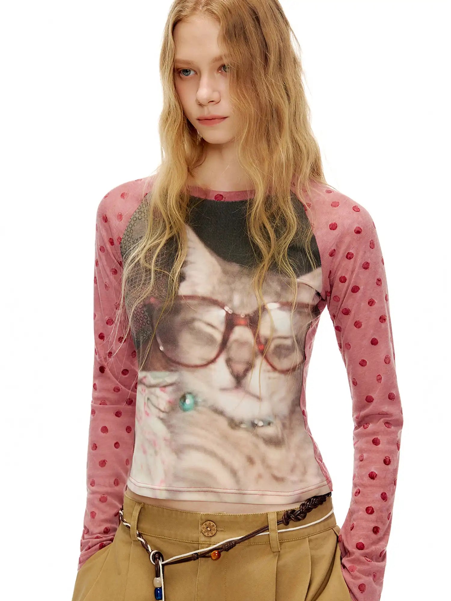 Outtheblue Polka Dot Cat Long Sleeve Knit Top | Canton Collective