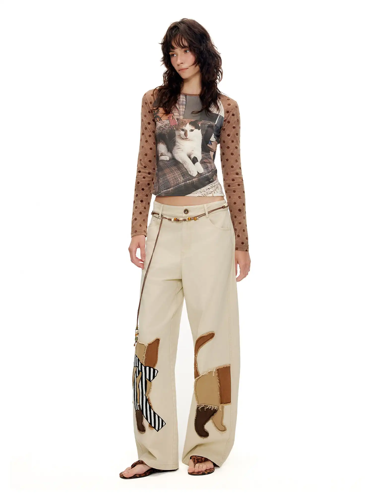 Outtheblue Polka Dot Cat Long Sleeve Knit Top | Canton Collective