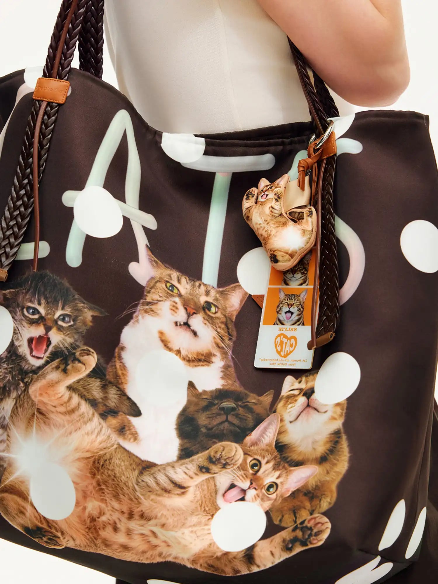 Outtheblue Polka Dot Cat Large Capacity Tote Bag | Canton Collective
