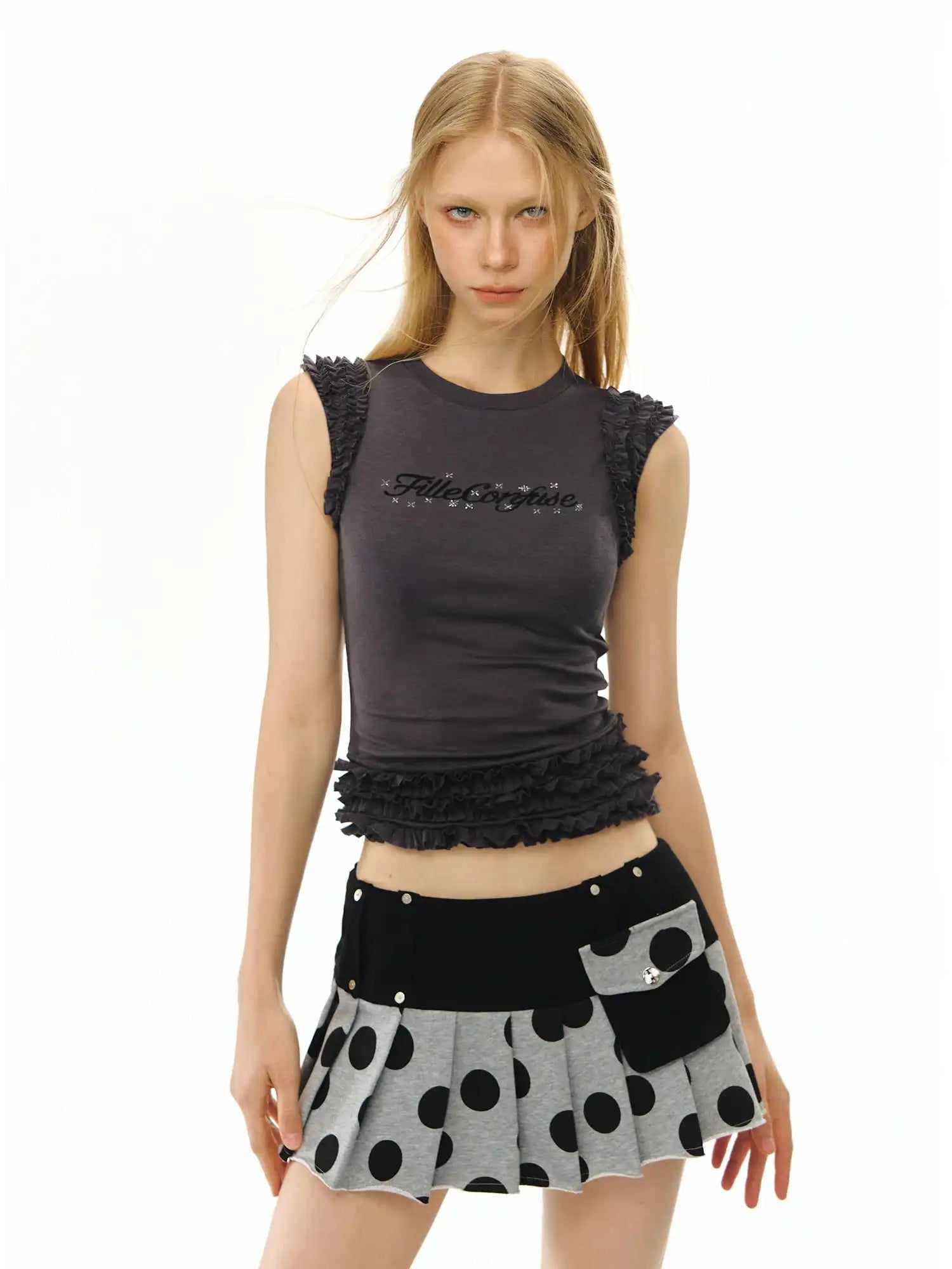 Deleteex Polka Dot Pleated Mini Skirt | Canton Collective