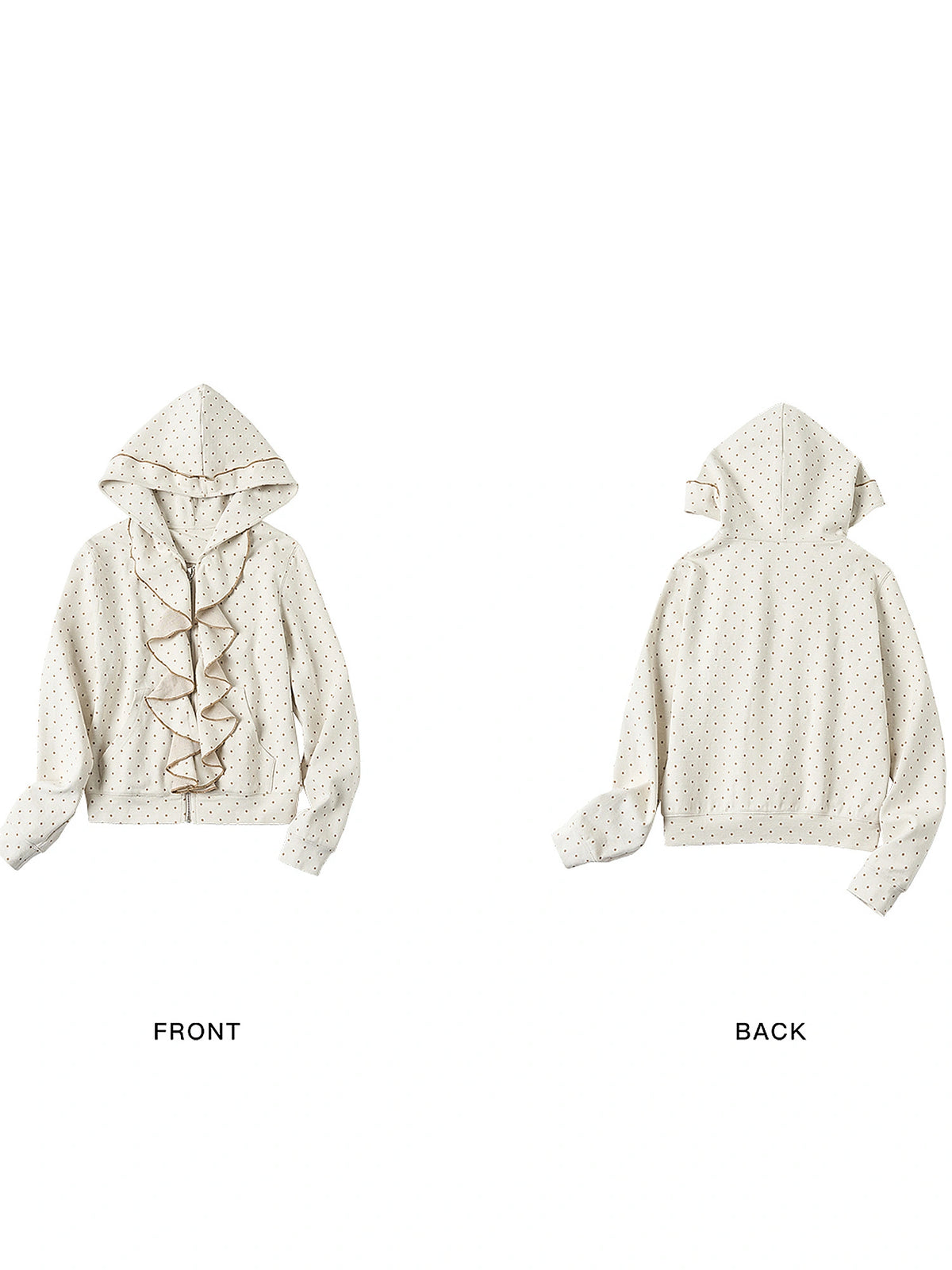 Outtheblue Polka Dot Ruffle Zip Up Cropped Hoodie | Canton Collective