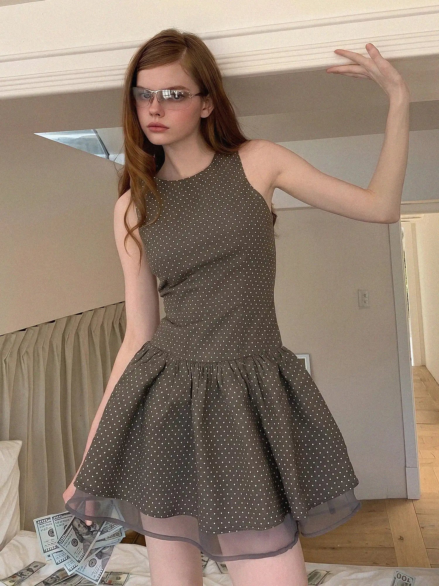 CantonCollective Design Polka Dot Sleeveless Mini Dress | Canton Collective