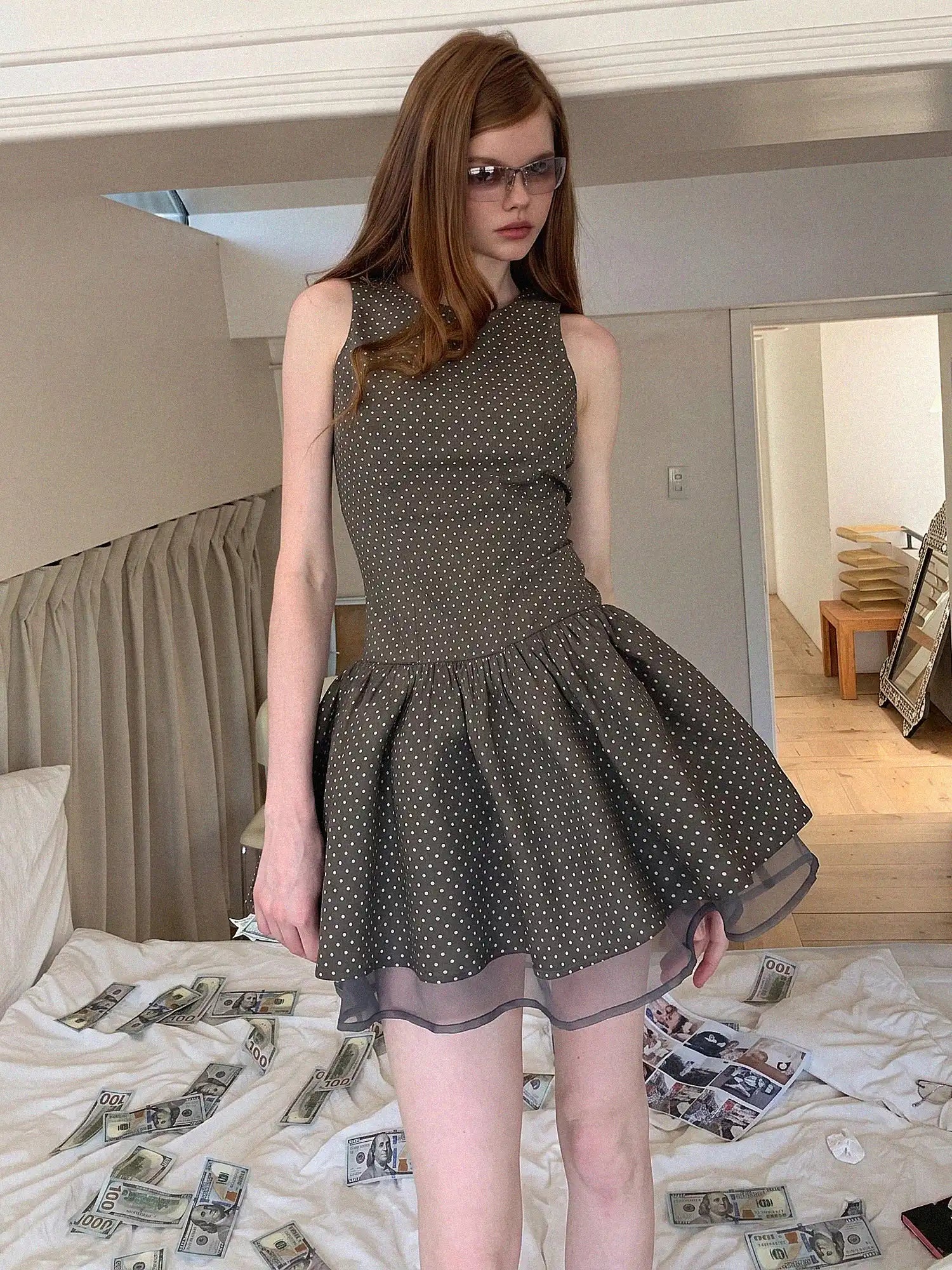CantonCollective Design Polka Dot Sleeveless Mini Dress | Canton Collective