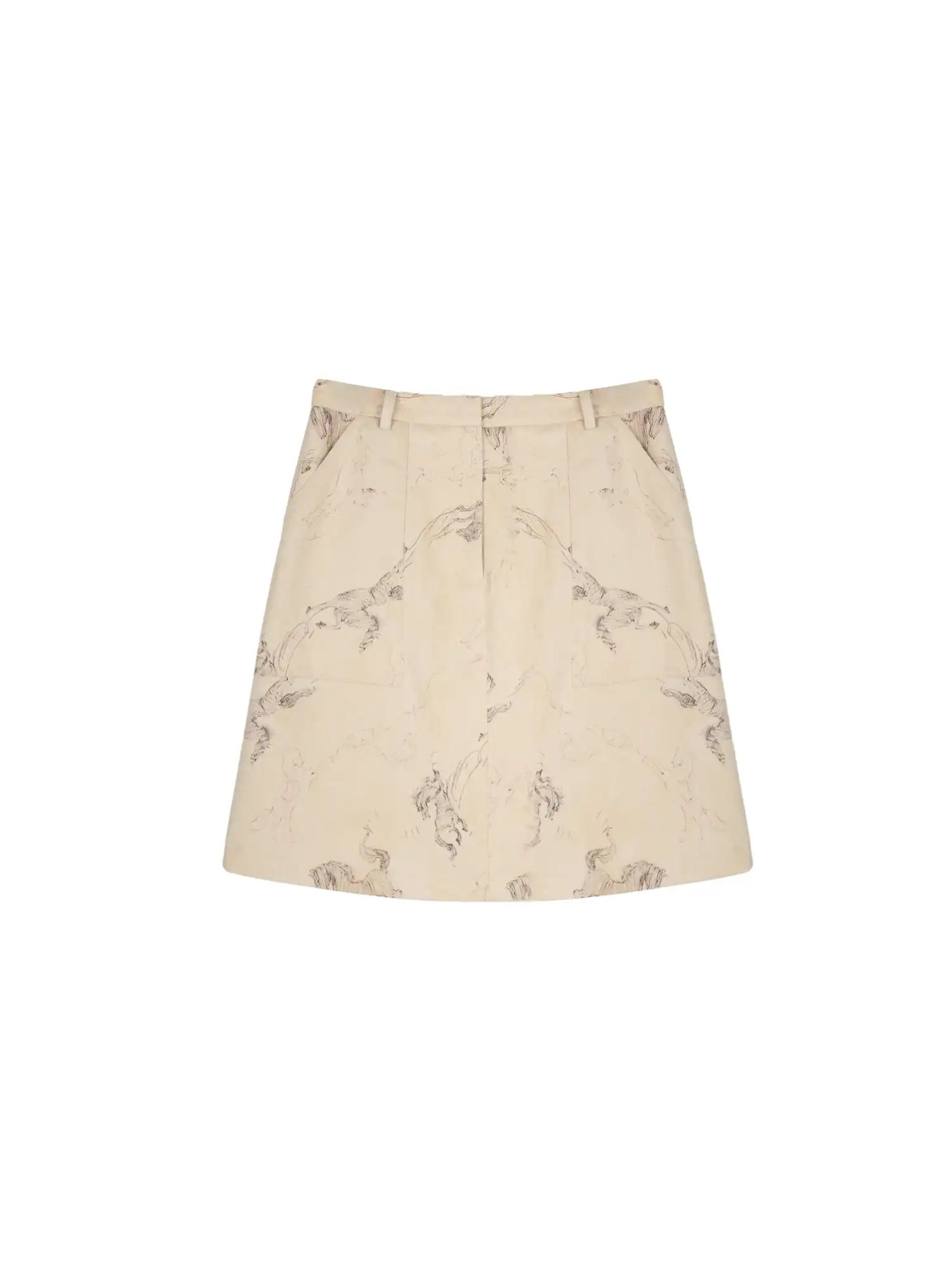 CantonCollective Design Pony Line Art A-Line Mini Skirt With Utility Pockets In Canvas | Canton Collective