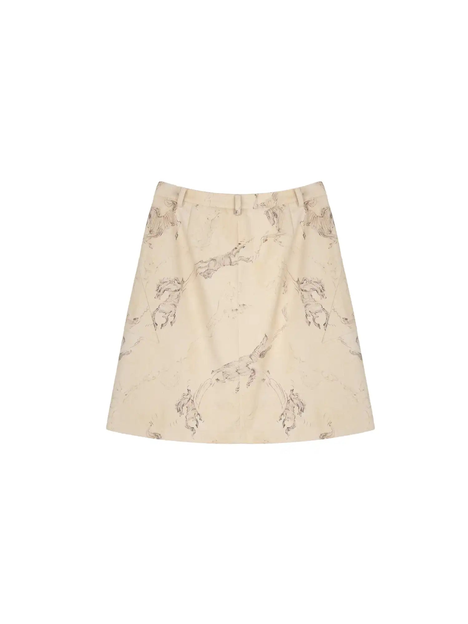 CantonCollective Design Pony Line Art A-Line Mini Skirt With Utility Pockets In Canvas | Canton Collective