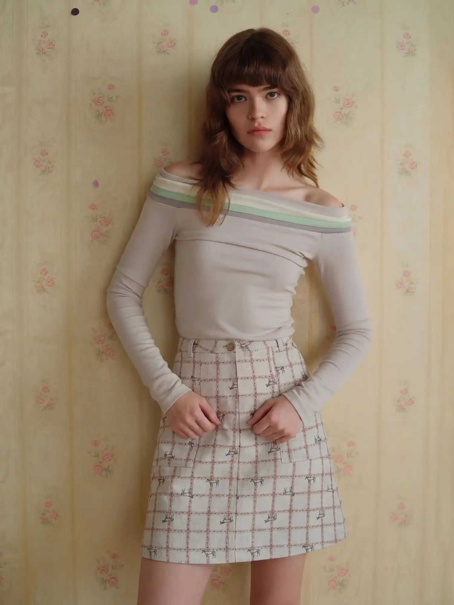 CantonCollective Design Pony Line Art A-Line Mini Skirt With Utility Pockets In Canvas | Canton Collective