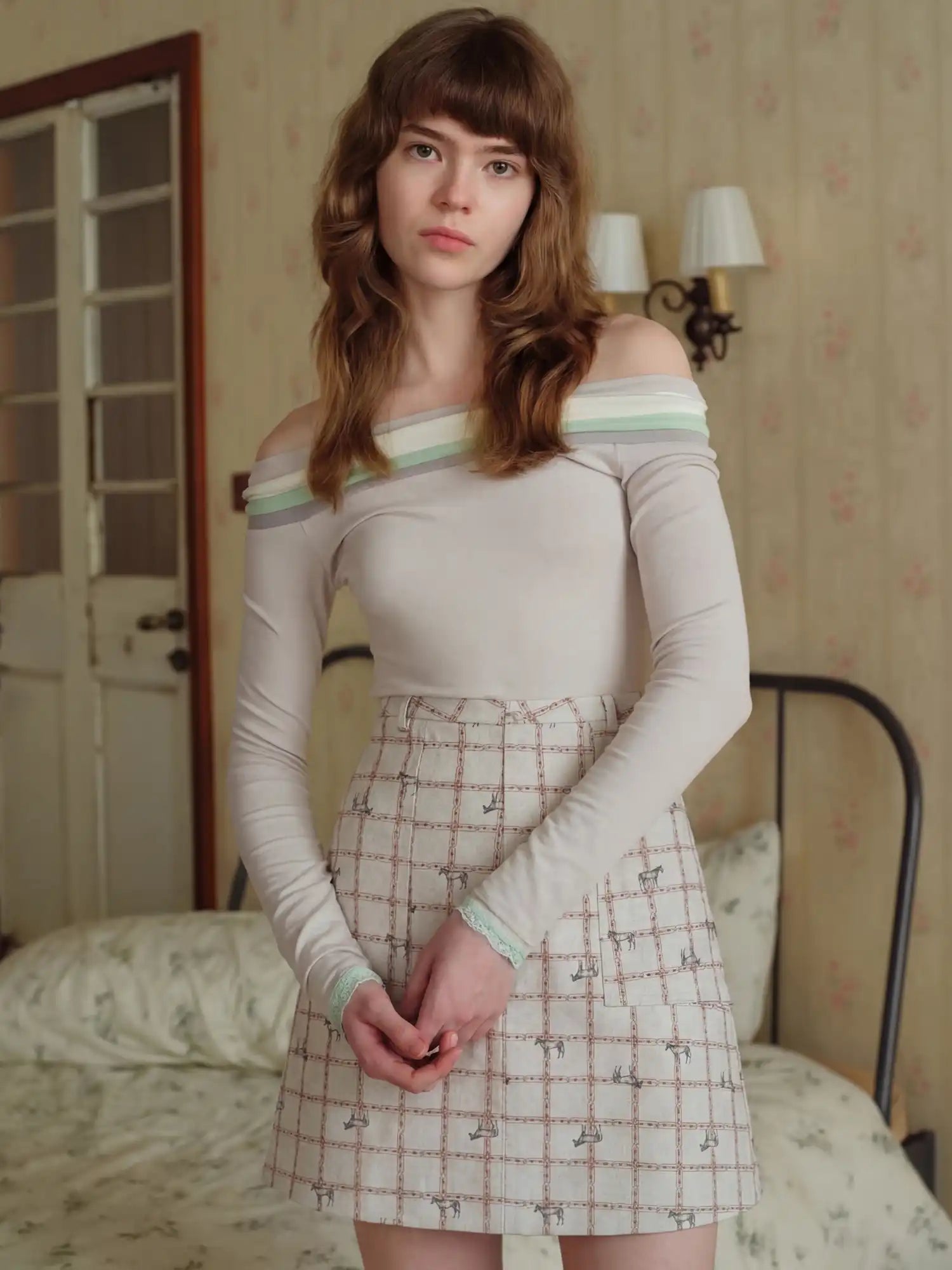 CantonCollective Design Pony Line Art A-Line Mini Skirt With Utility Pockets In Canvas | Canton Collective