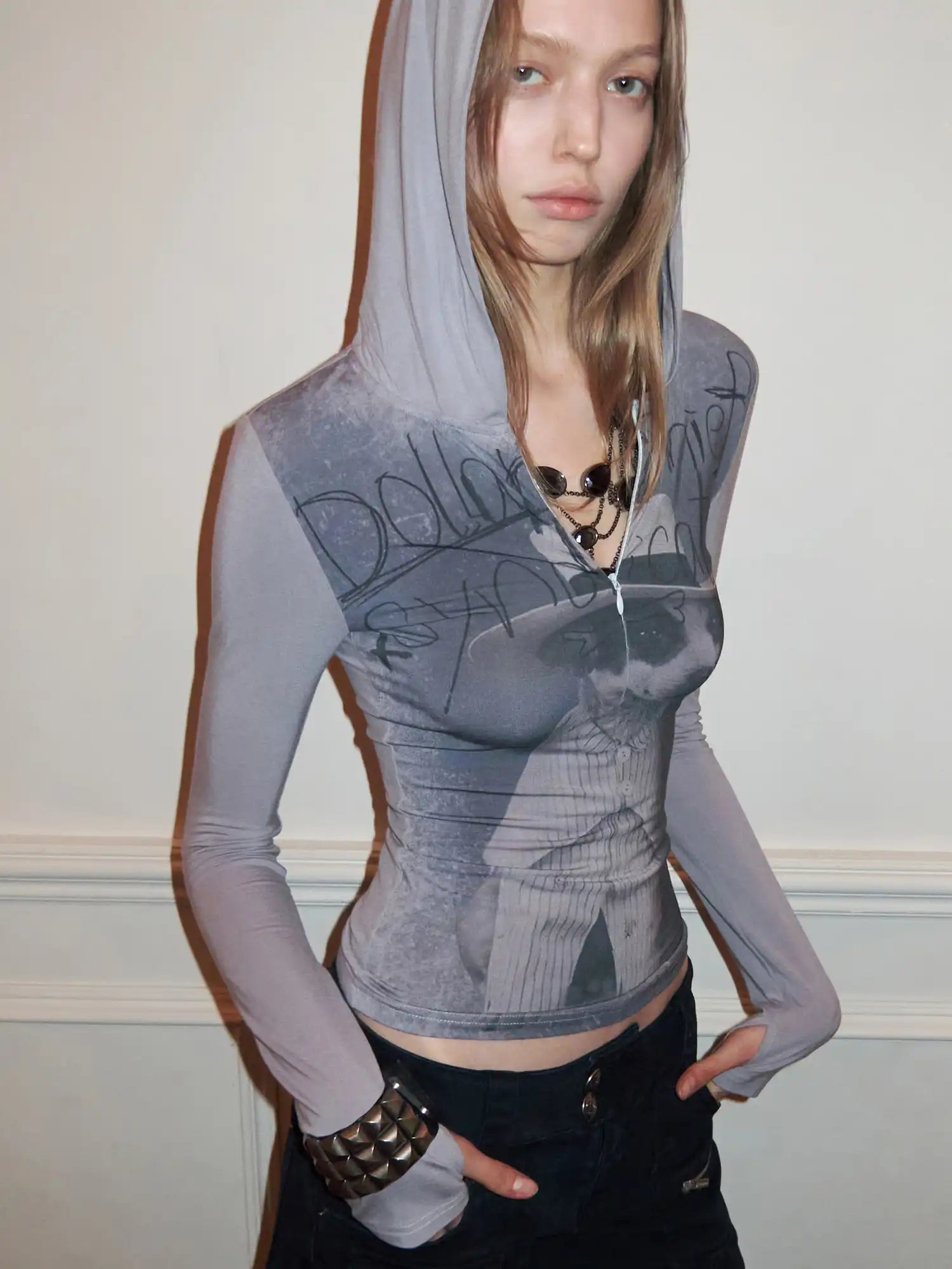 1Jinn Studio Post-Apocalyptic Puppy Fitted Zip Hoodie Tee | Canton Collective