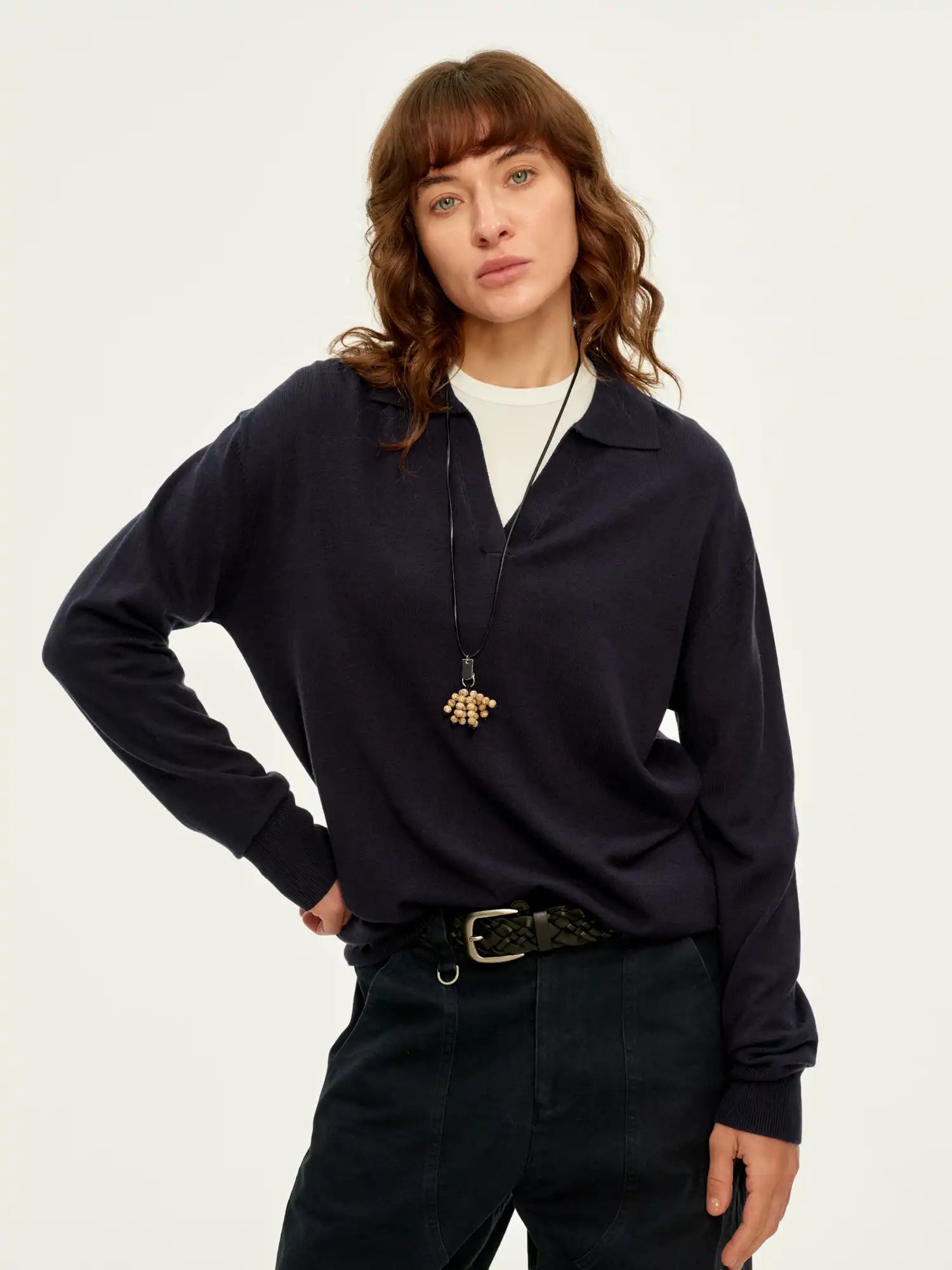 FirstFloor Premium Silk Wool Tencel Polo Top | Canton Collective