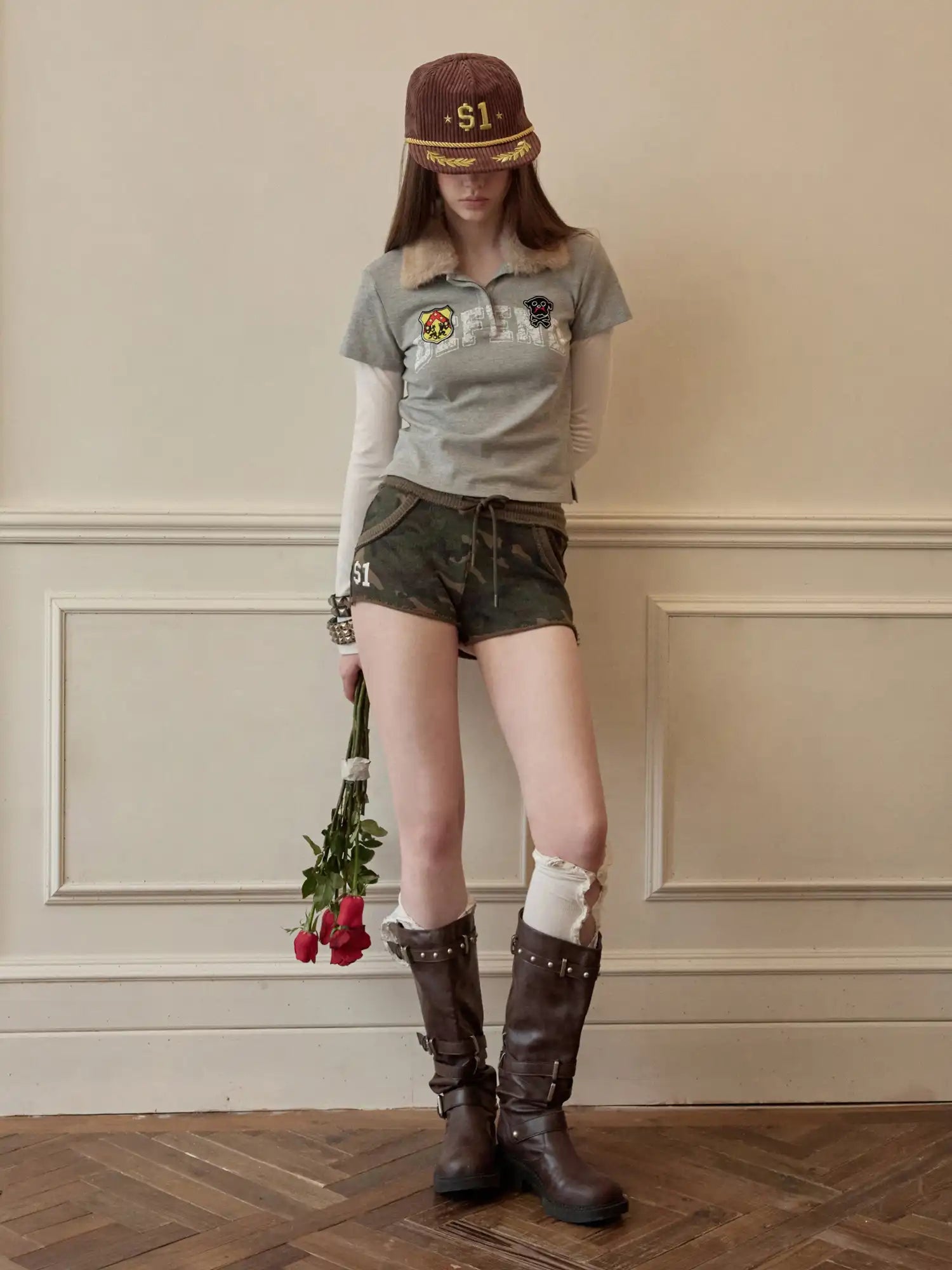 1Jinn Studio Preppy Y2K Cropped Polo with Detachable Fur Collar | Canton Collective