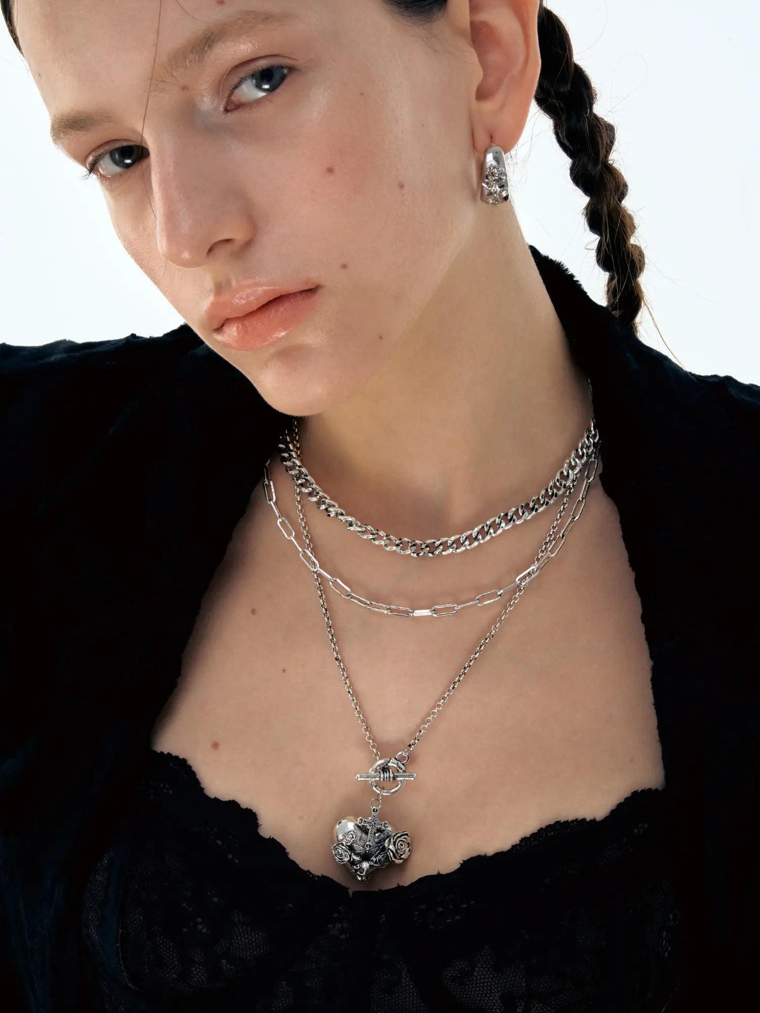 1Jinn M2M Punk Cross Heart Layered Necklace | Canton Collective
