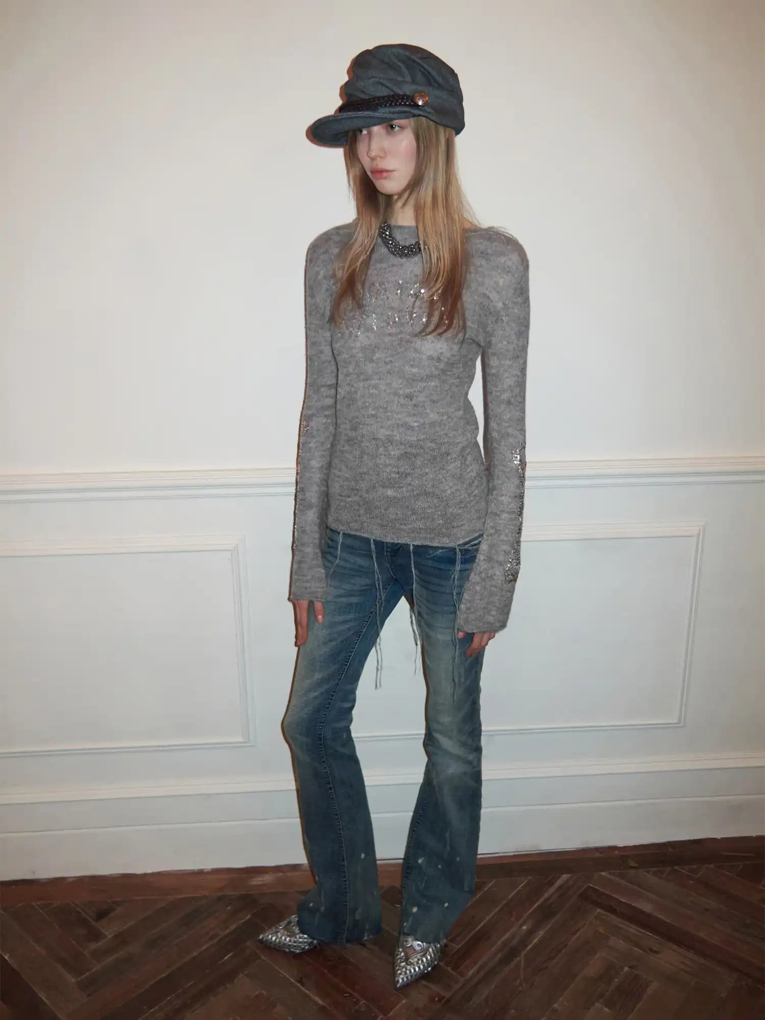 1Jinn Studio Punk Princess Skull Bone Bell Sleeve Sweater | Canton Collective