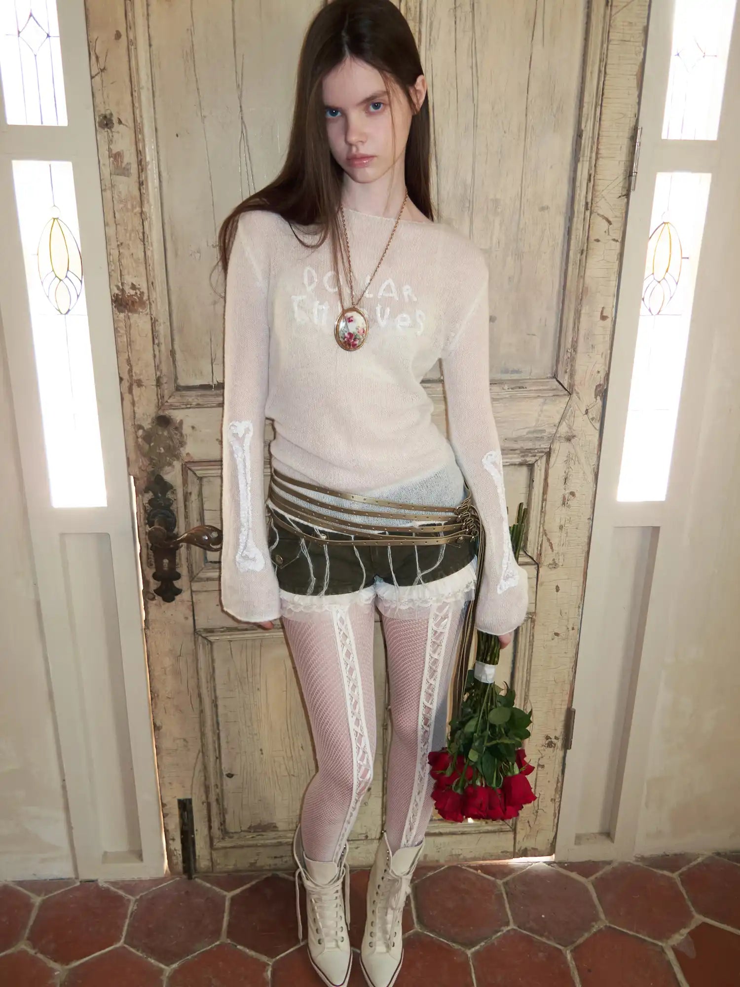 1Jinn Studio Punk Princess Skull Bone Bell Sleeve Sweater | Canton Collective