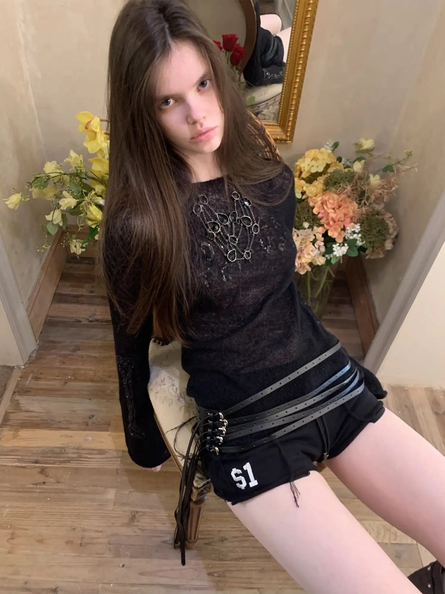 1Jinn Studio Punk Princess Skull Bone Bell Sleeve Sweater | Canton Collective