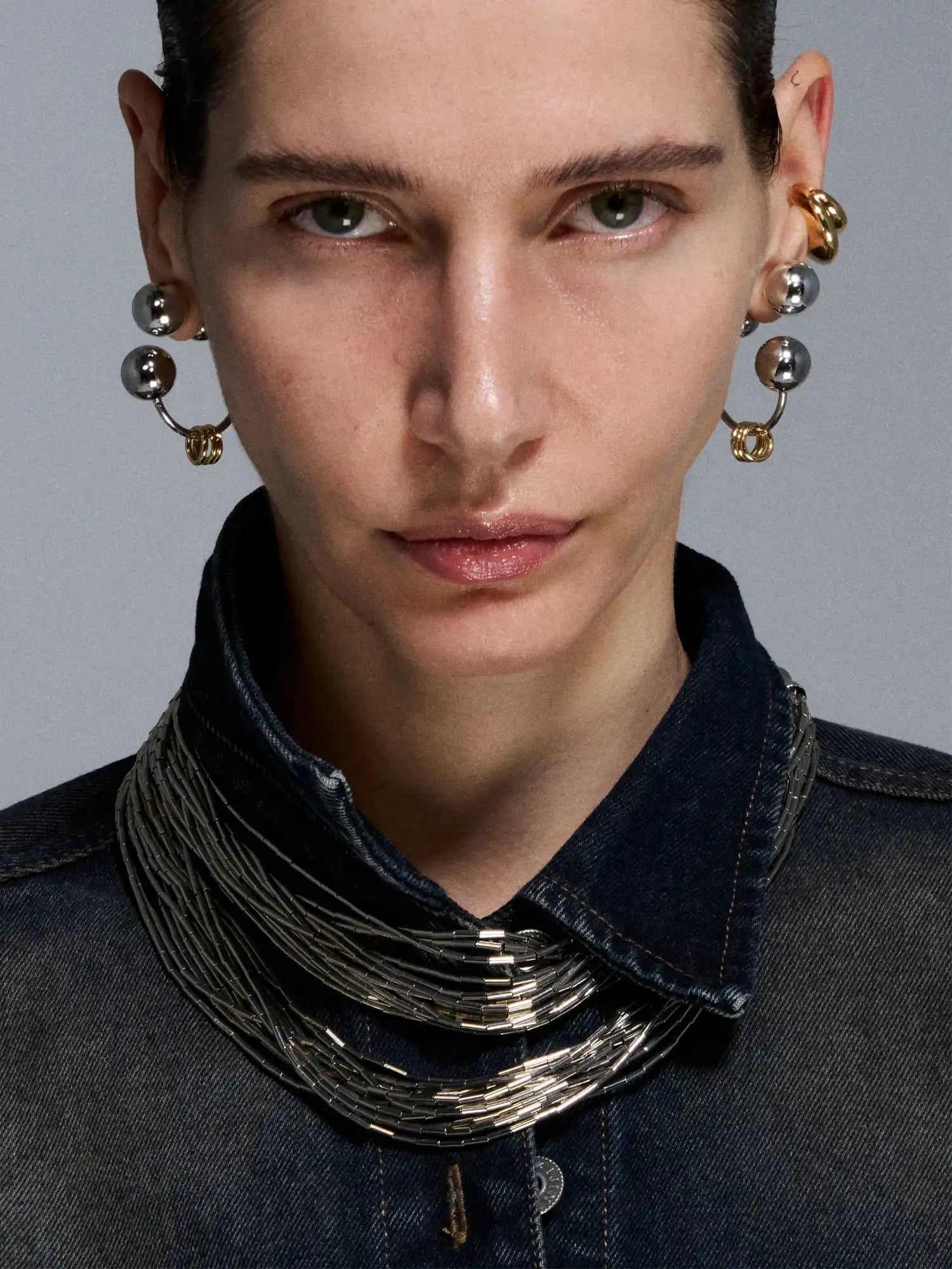 1Jinn M2M Punk Silver Ball Earrings | Canton Collective