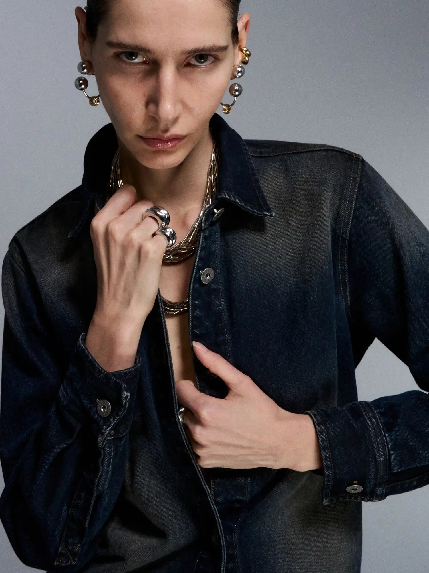 1Jinn M2M Punk Silver Ball Earrings | Canton Collective