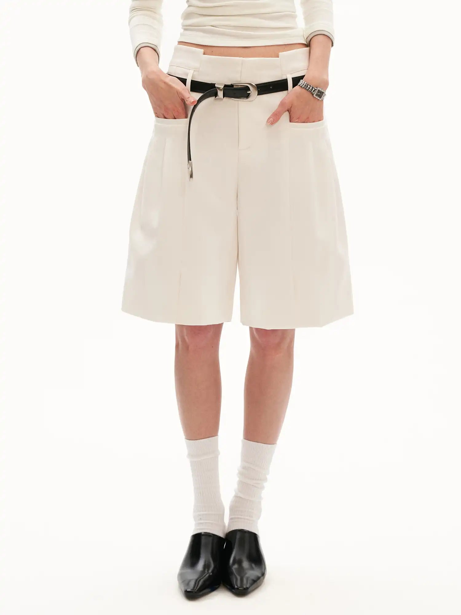 MAMC Quiet Luxury Pleated Bermuda Shorts | Canton Collective