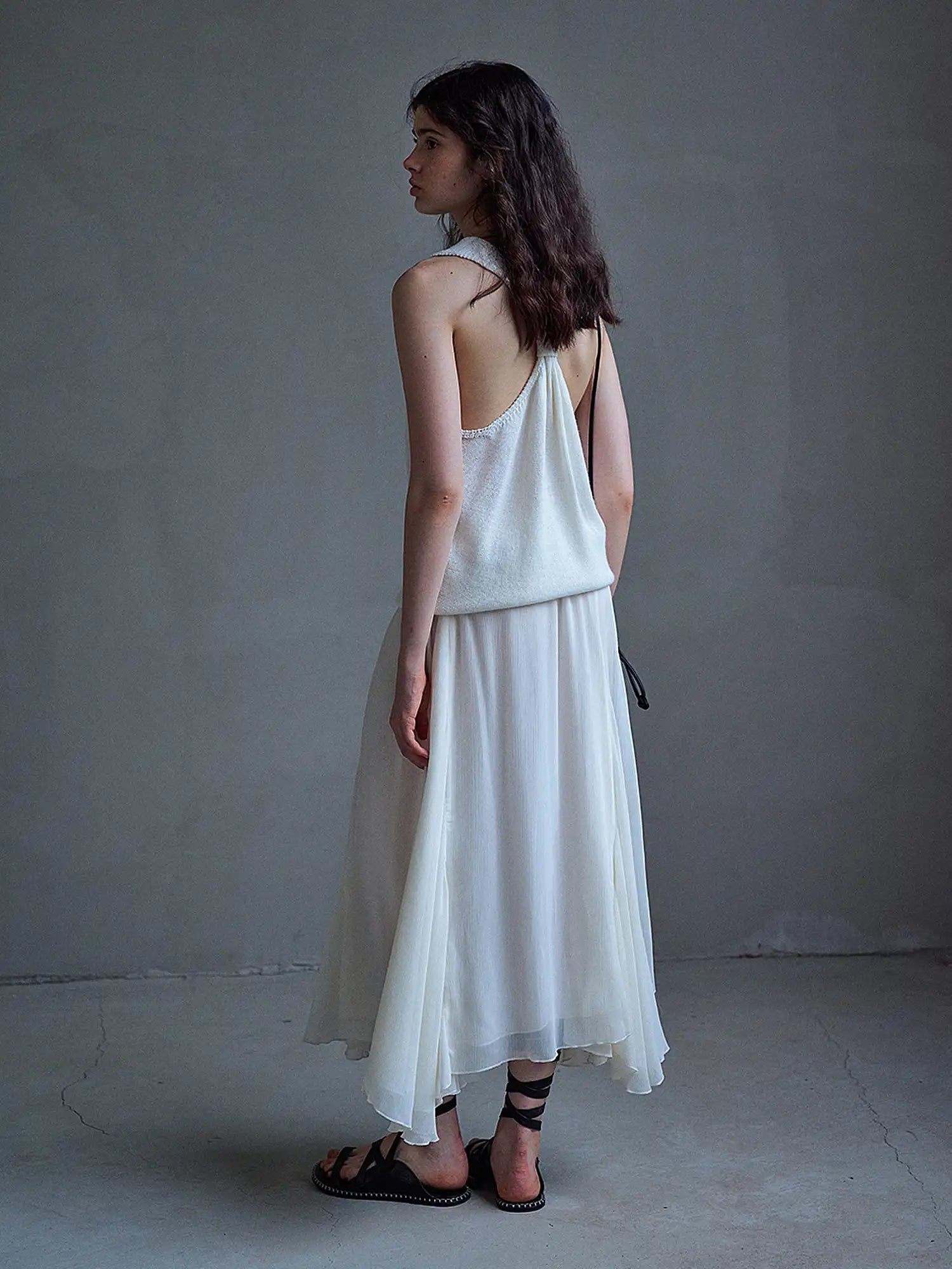 CantonCollective Design Raw Edge V-Neck Wool Blend Tank Top | Canton Collective