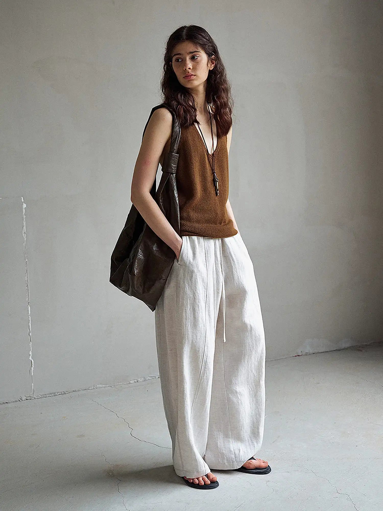 CantonCollective Design Raw Edge V-Neck Wool Blend Tank Top | Canton Collective