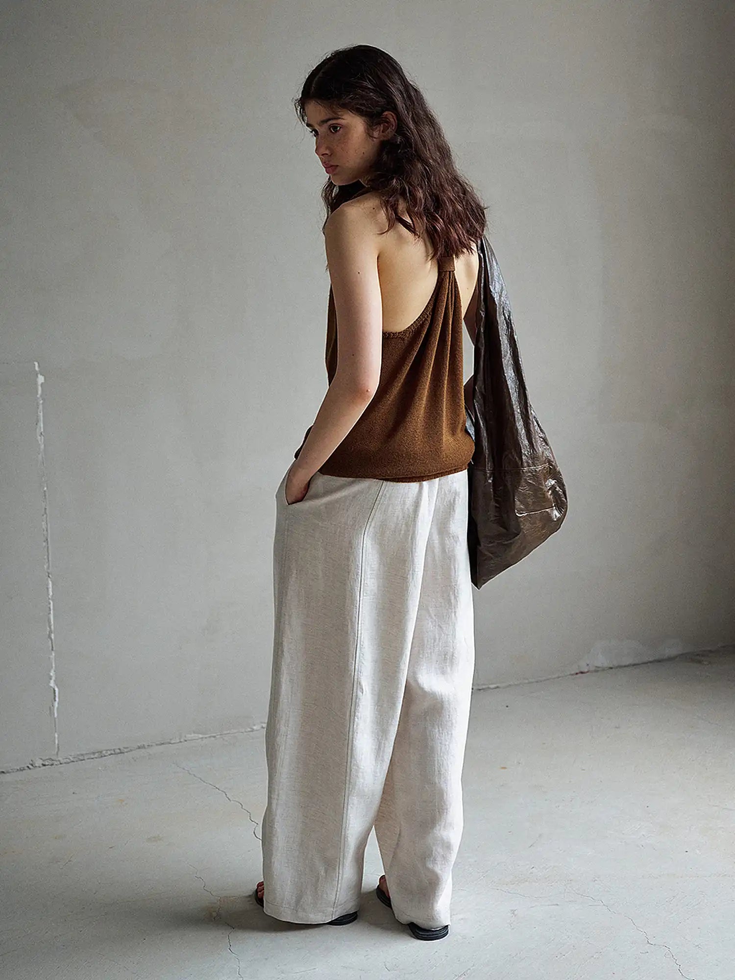 CantonCollective Design Raw Edge V-Neck Wool Blend Tank Top | Canton Collective