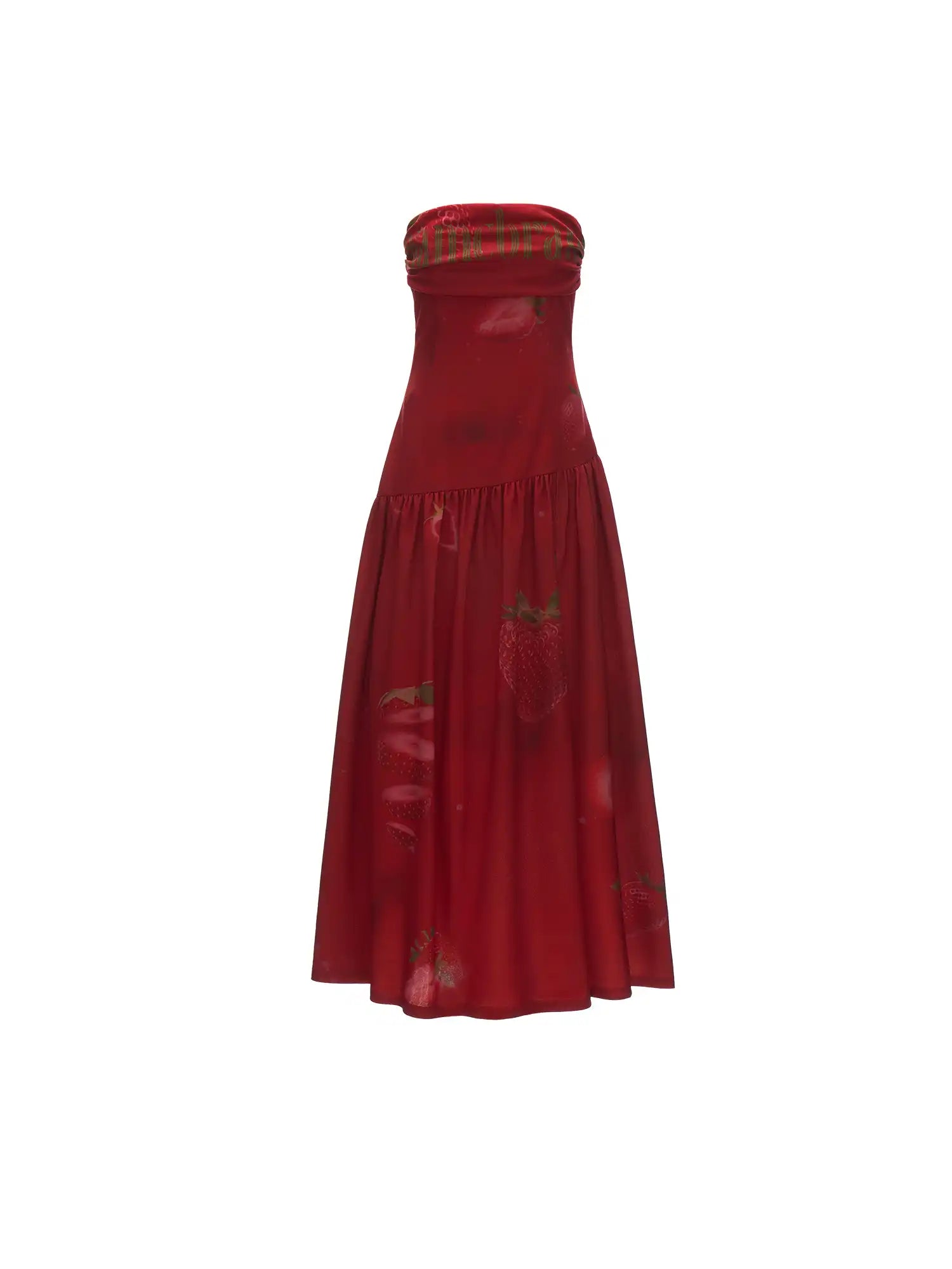 MAMC Red Strawberry High Slit Bandeau Maxi Dress | Canton Collective