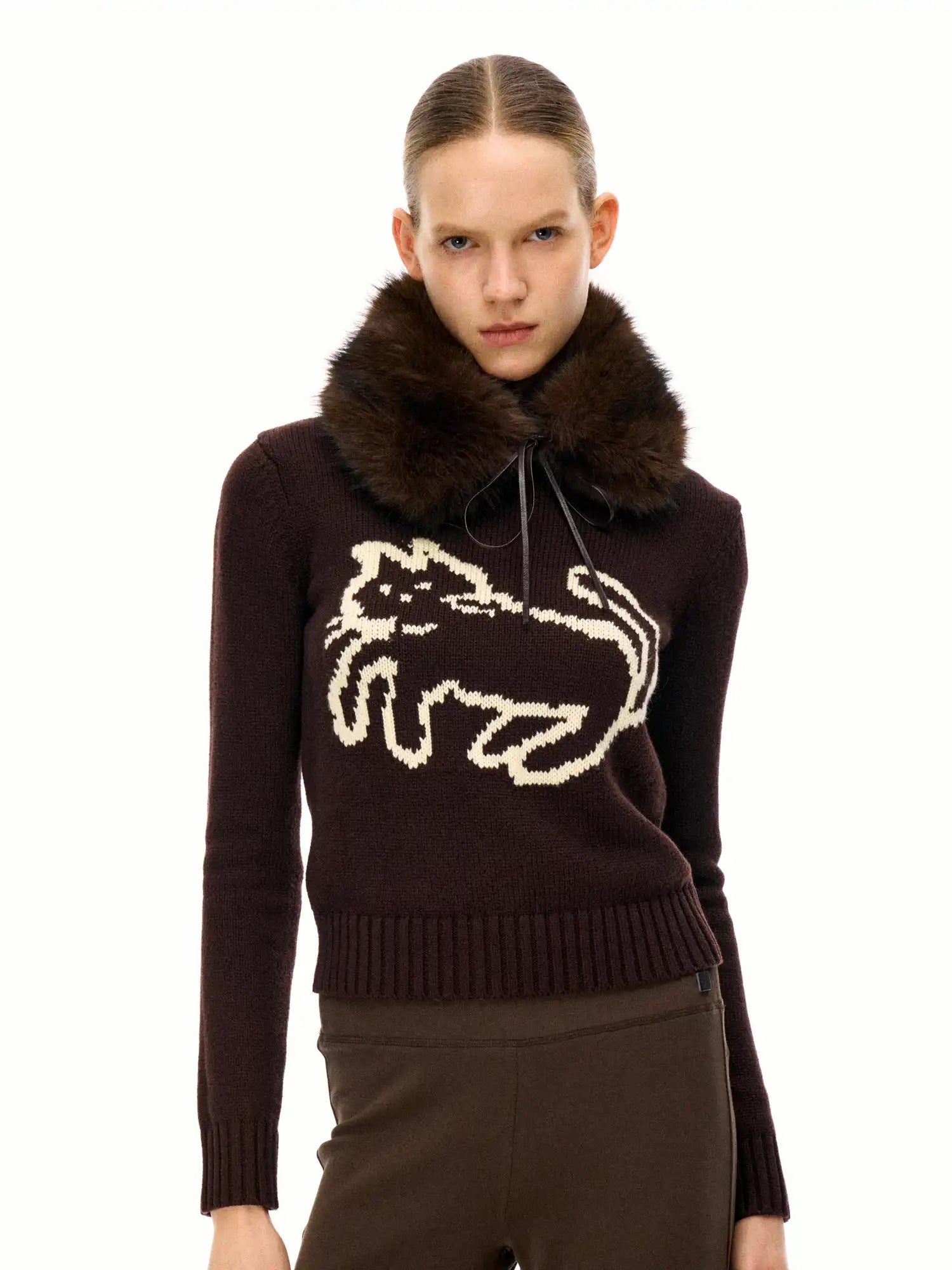 FirstFloor Retro Animal Jacquard Short Sweater | Canton Collective