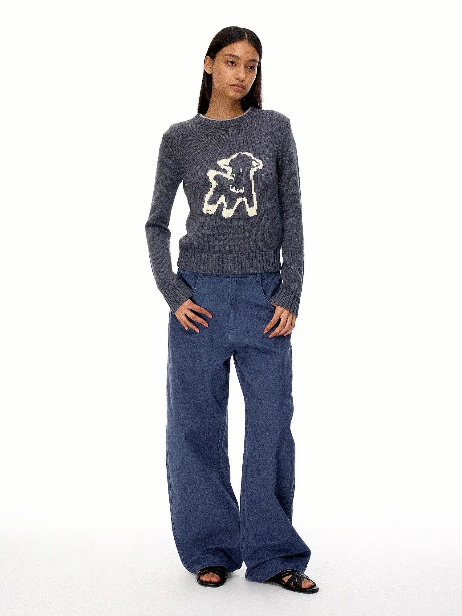 FirstFloor Retro Animal Jacquard Short Sweater | Canton Collective