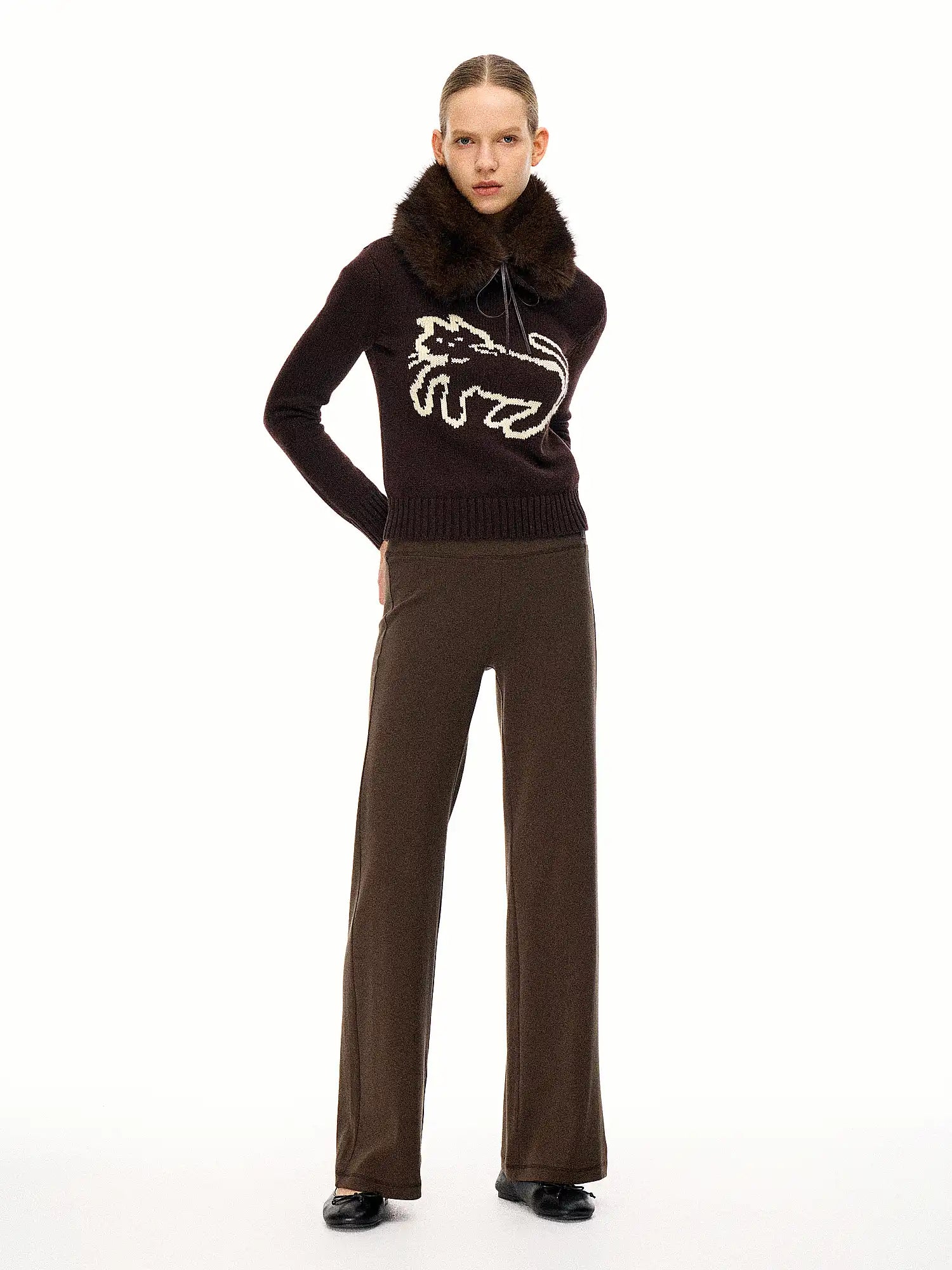 FirstFloor Retro Animal Jacquard Short Sweater | Canton Collective